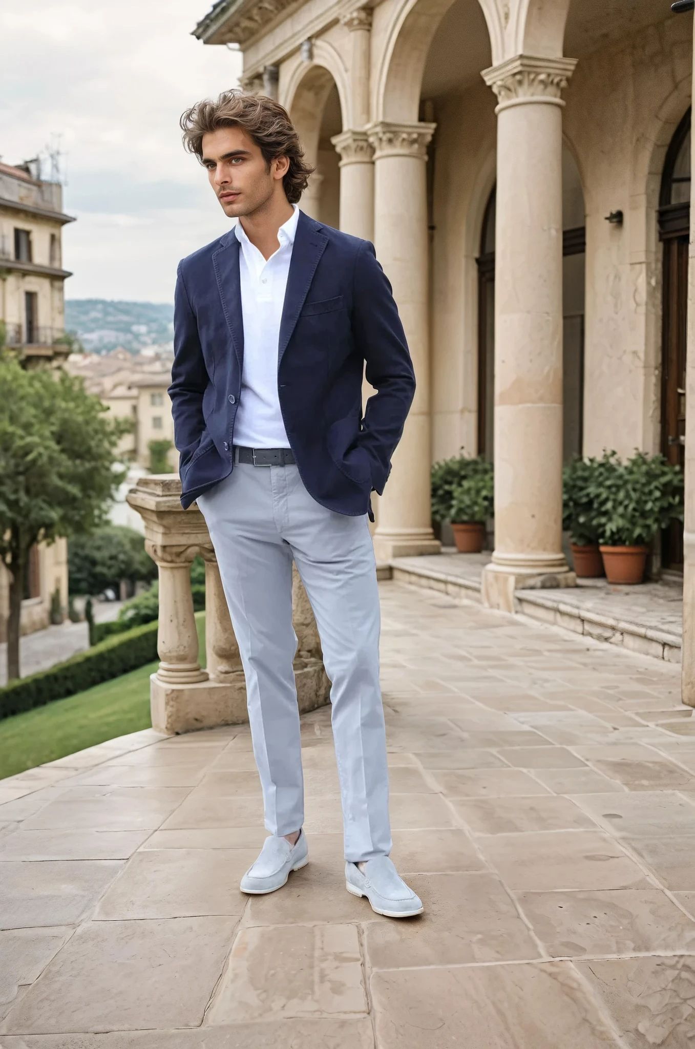 Veste Ralph en coton Di Sondrio - Marine-VESTE BLAZER HOMME-Curling-Paris