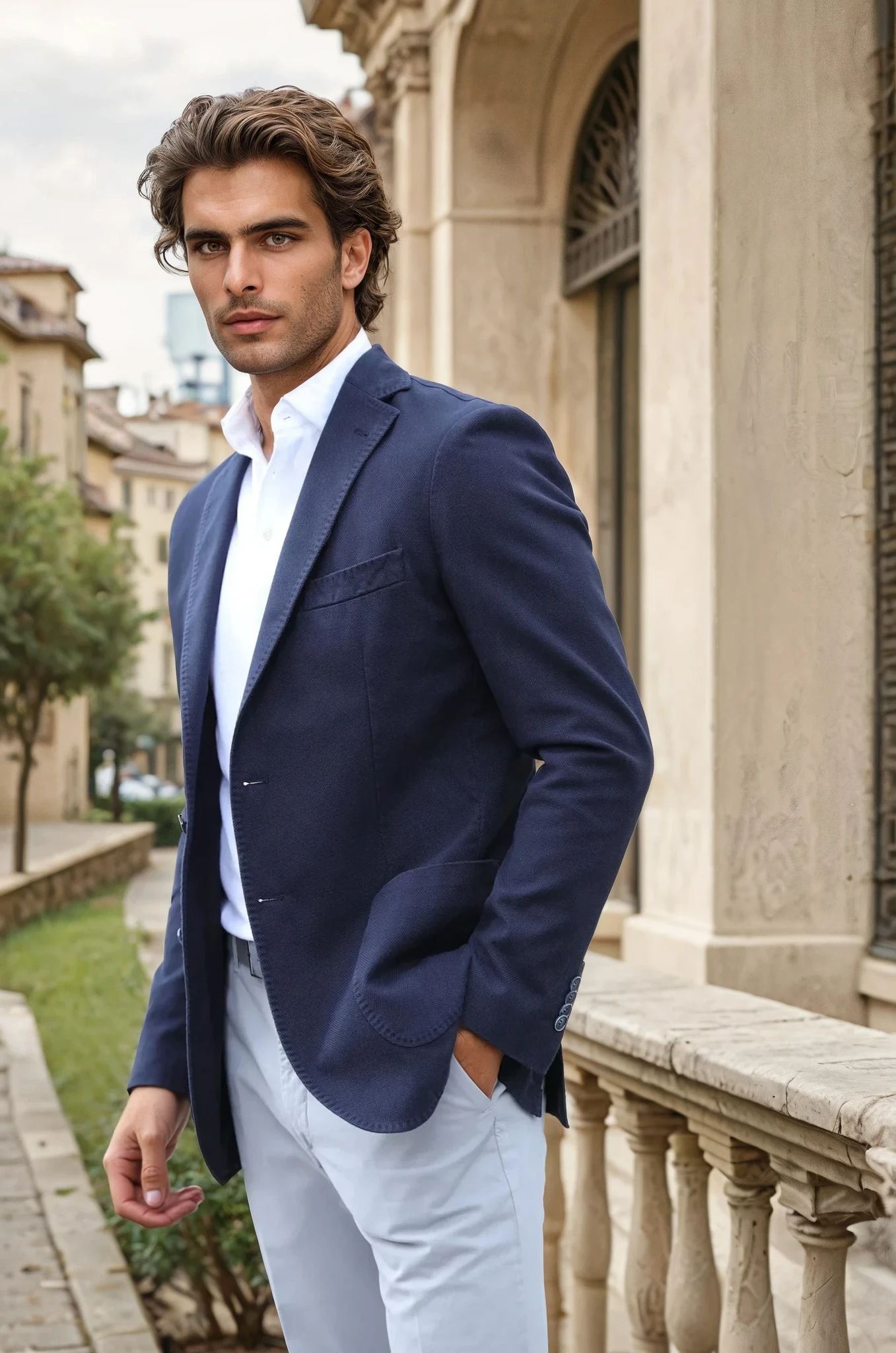 Veste Ralph en coton Di Sondrio - Marine-VESTE BLAZER HOMME-Curling-Paris