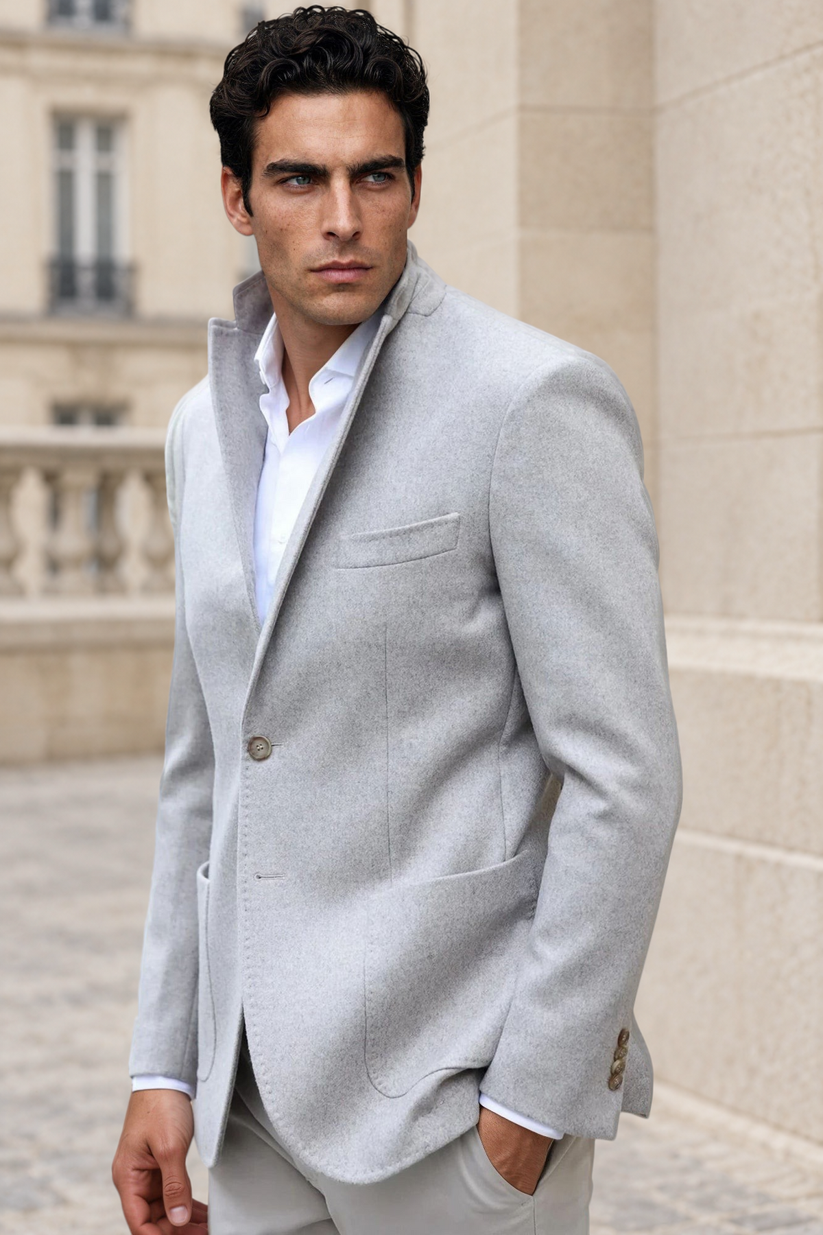 Veste Ralph en laine et cachemire double face Zanieri - Beige-VESTE BLAZER HOMME-Curling-Paris