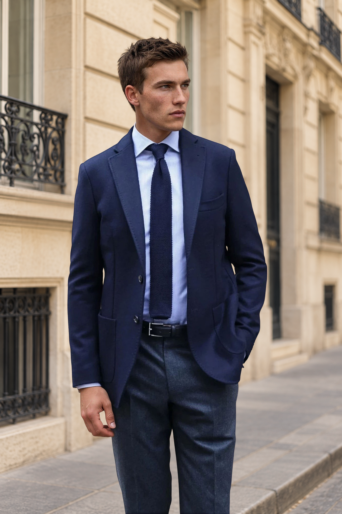 Veste Ralph en laine et cachemire double face Zanieri - Marine-VESTE BLAZER HOMME-Curling-Paris