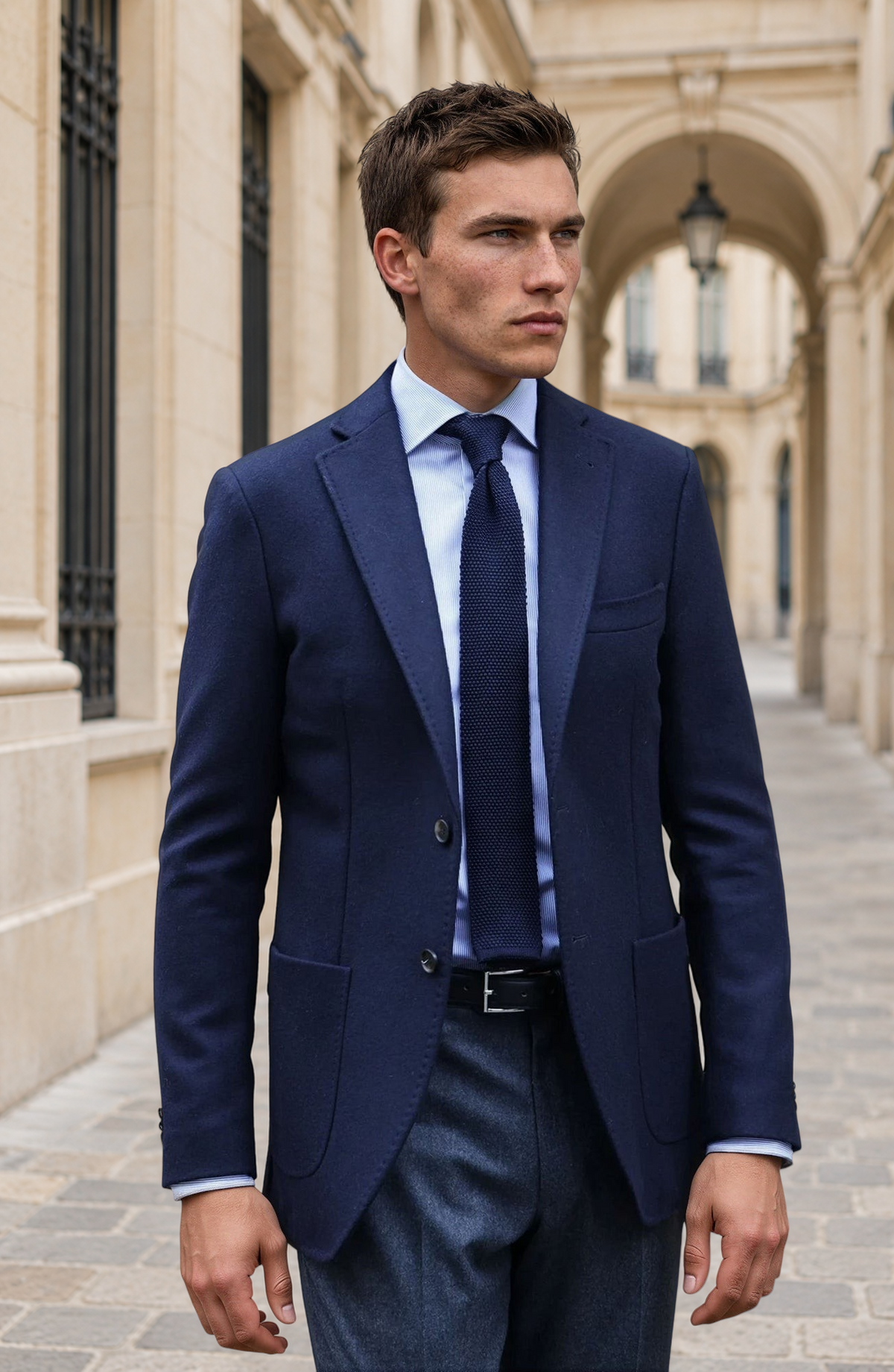 Veste Ralph en laine et cachemire double face Zanieri - Marine-VESTE BLAZER HOMME-Curling-Paris