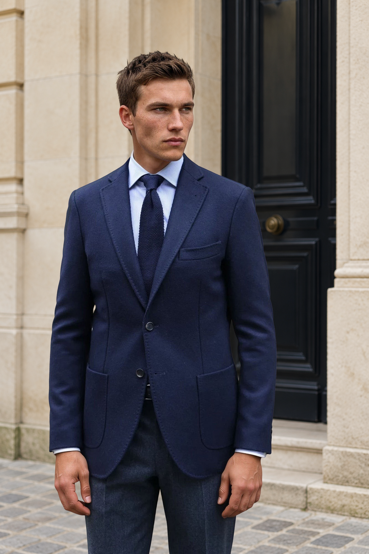 Veste Ralph en laine et cachemire double face Zanieri - Marine-VESTE BLAZER HOMME-Curling-Paris