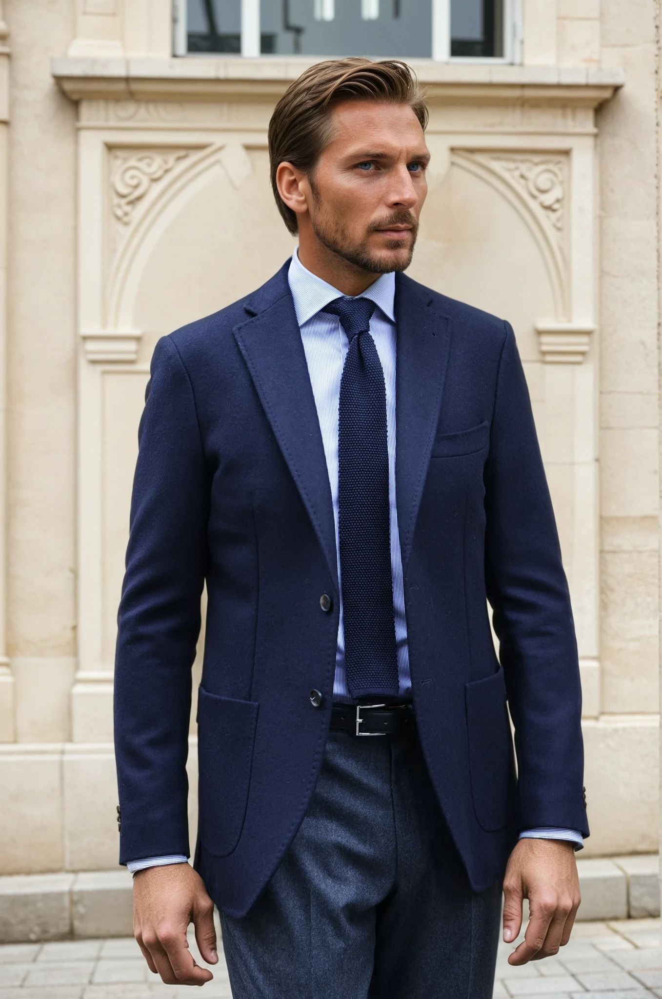 Veste Ralph en laine et cachemire double face Zanieri - Marine-VESTE BLAZER HOMME-Curling-Paris