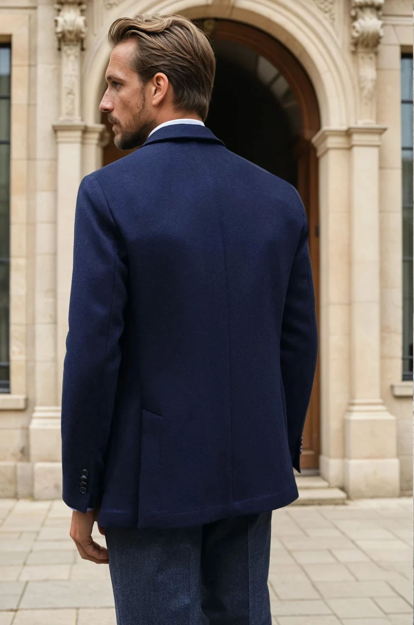 Veste Ralph en laine et cachemire double face Zanieri - Marine-VESTE BLAZER HOMME-Curling-Paris