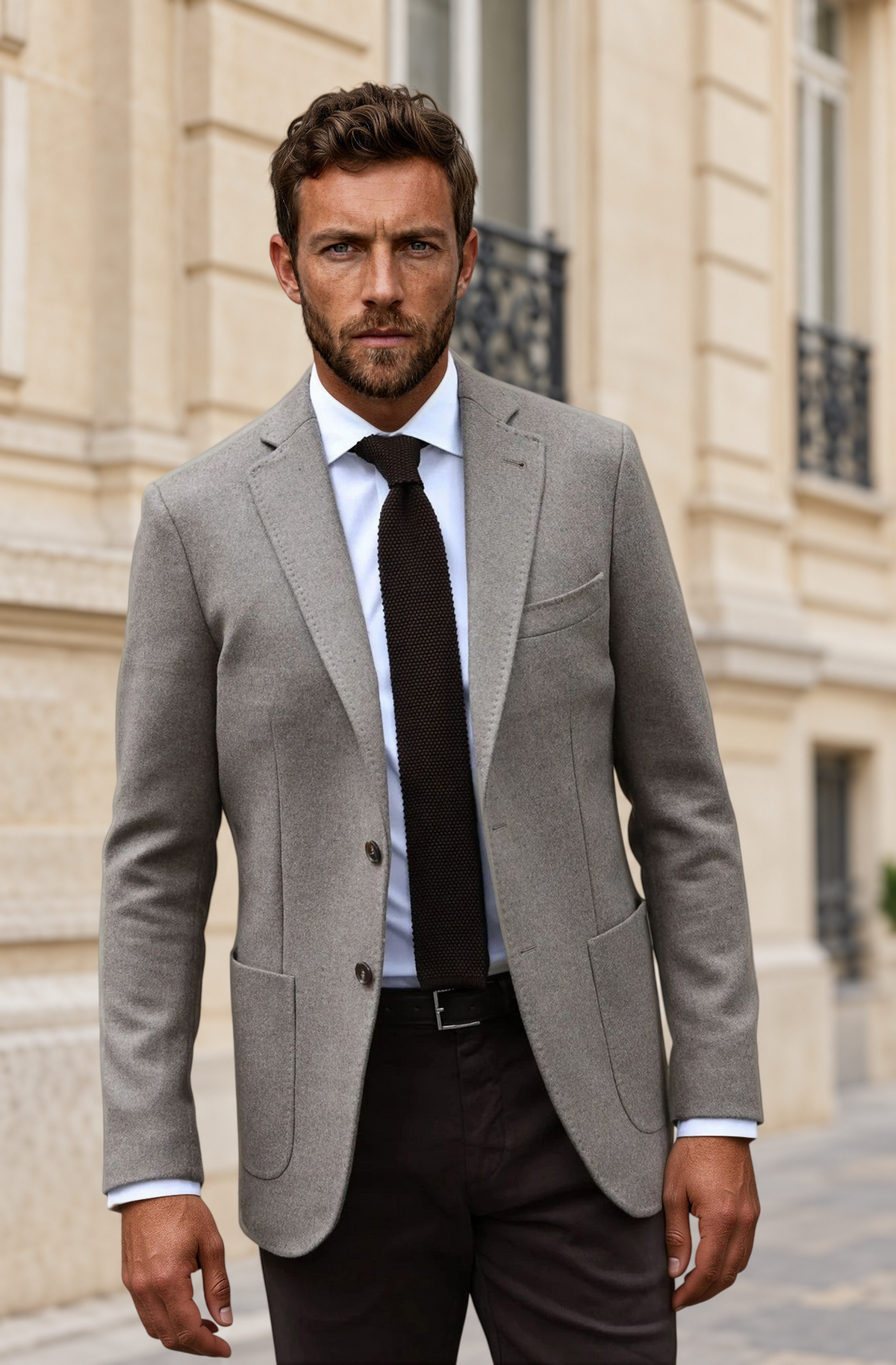 Veste Ralph en laine et cachemire double face Zanieri - Taupe-VESTE BLAZER HOMME-Curling-Paris