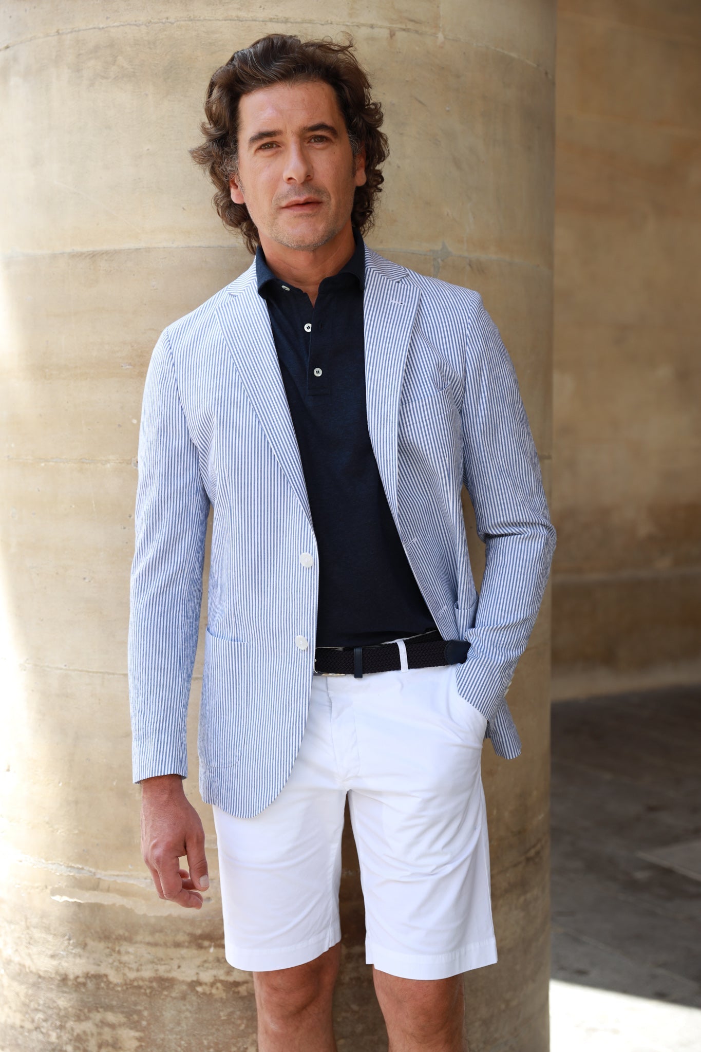 Veste Ralph en seersucker - Rayure Bleu-VESTE BLAZER HOMME-Curling-Paris