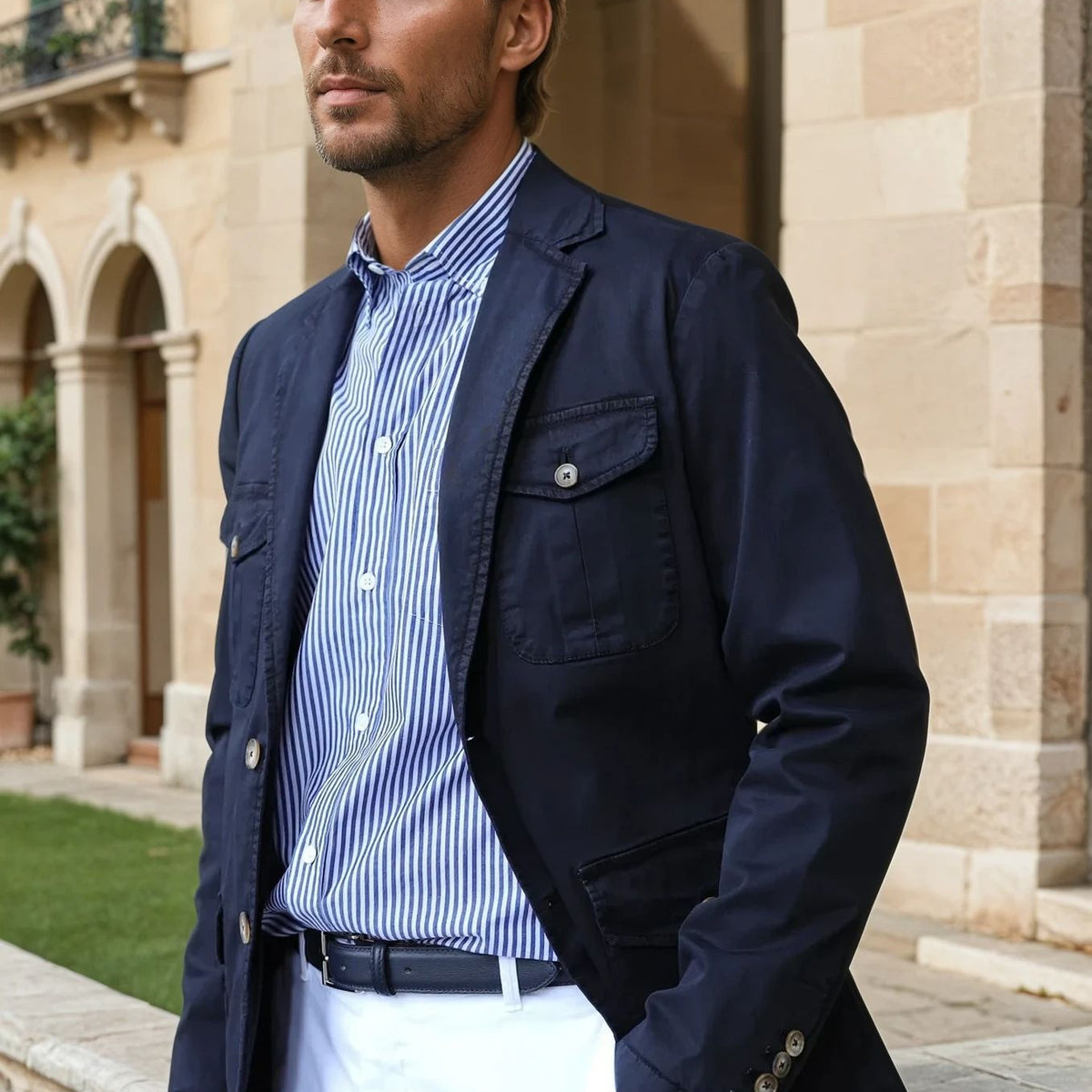 Paris Vetement Homme Veste Saharienne Leon En Coton Stretch