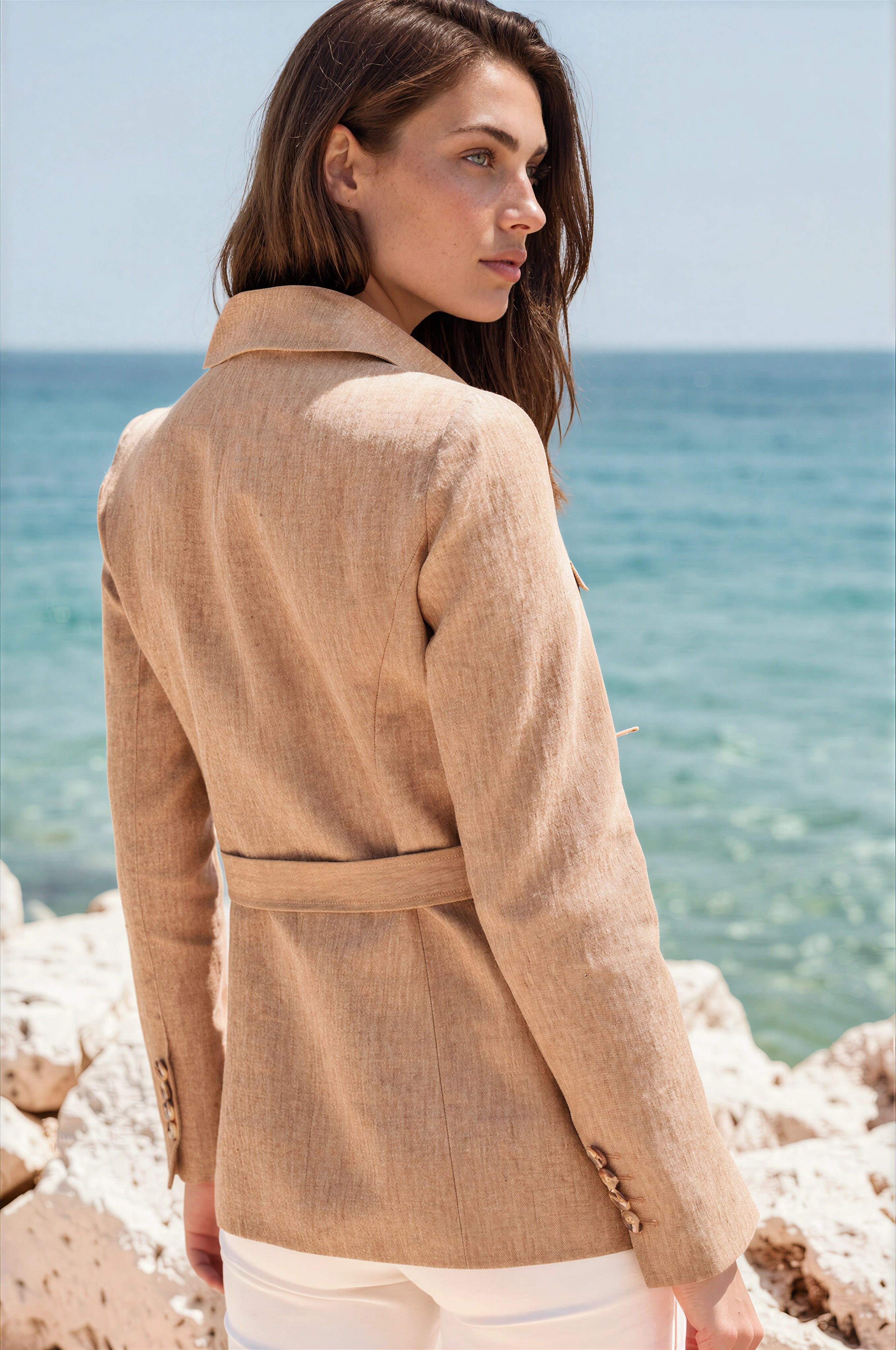 Veste Saharienne en lin Caramel
