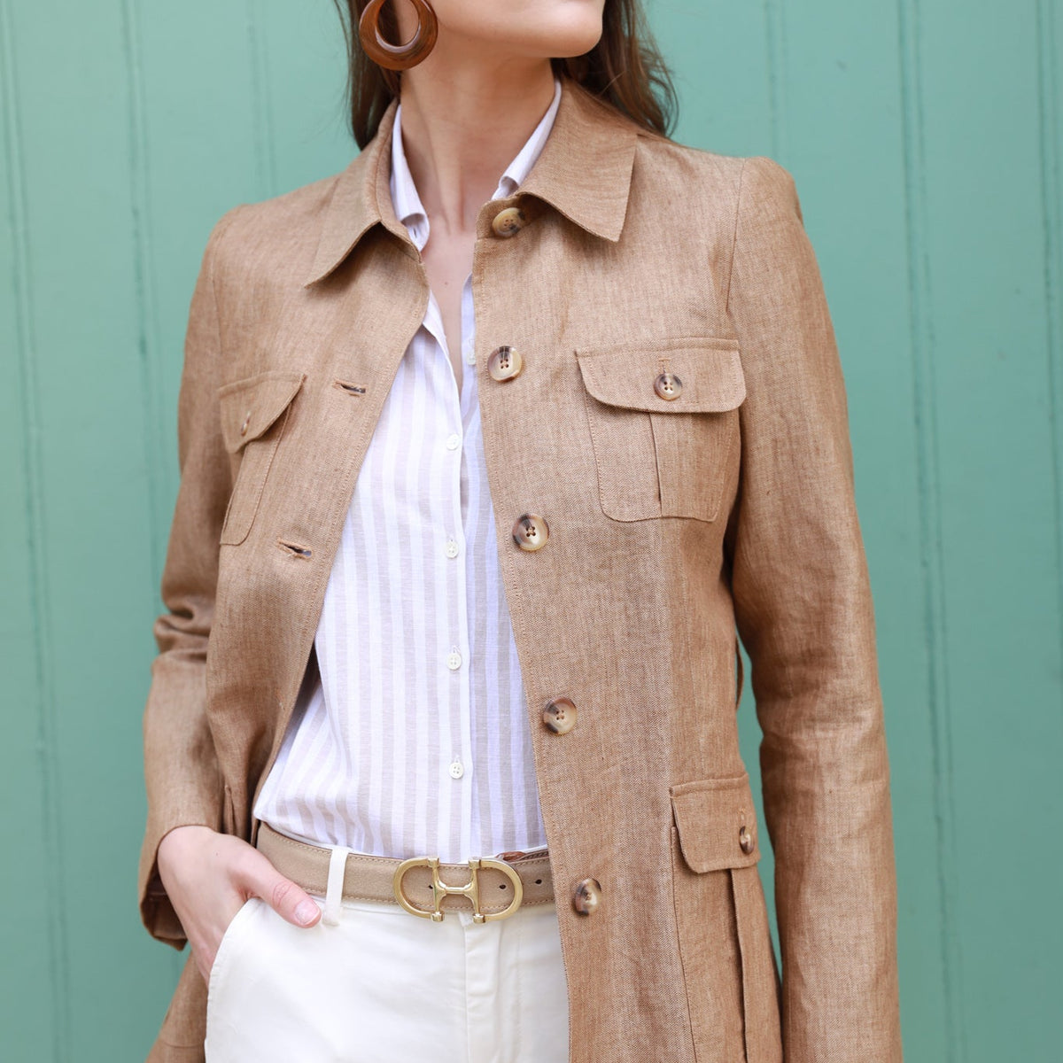 Saharan linen jacket Caramel - Main Image