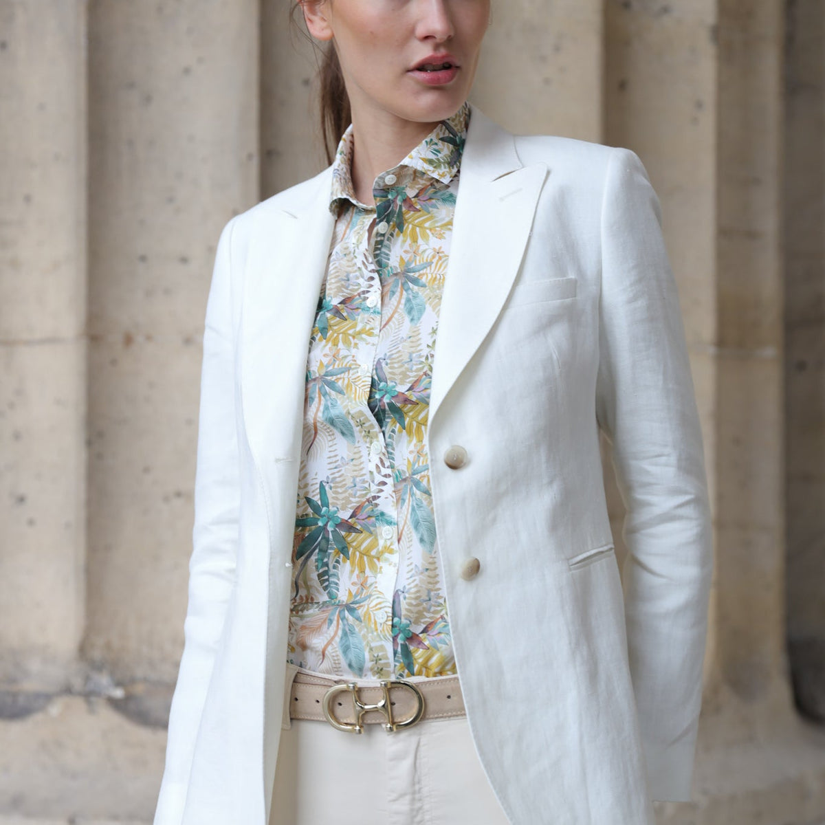 Solange herringbone linen jacket Ecru