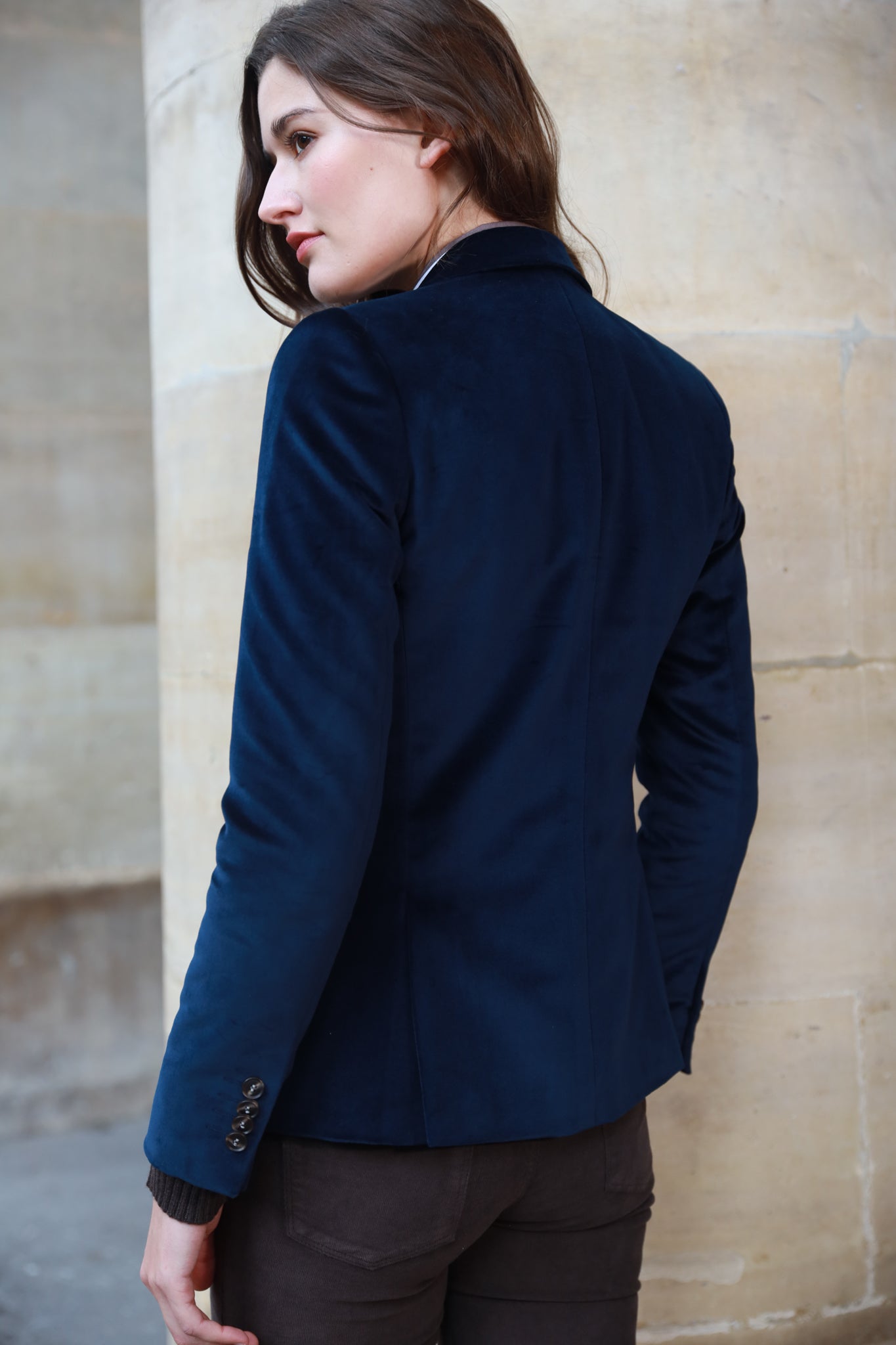 Veste Solange en velours palatine - Marine-VESTE BLAZER FEMME-Curling-Paris