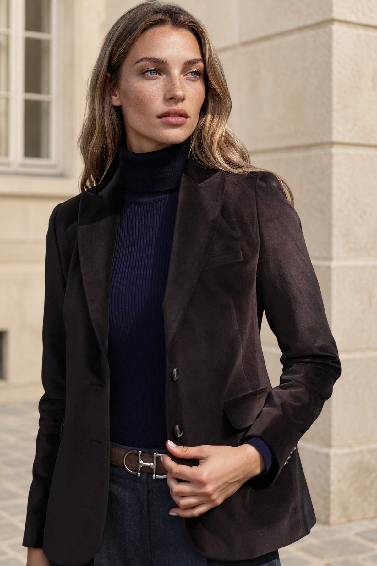 Veste Solange en velours palatine - Marron-VESTE BLAZER FEMME-Curling-Paris