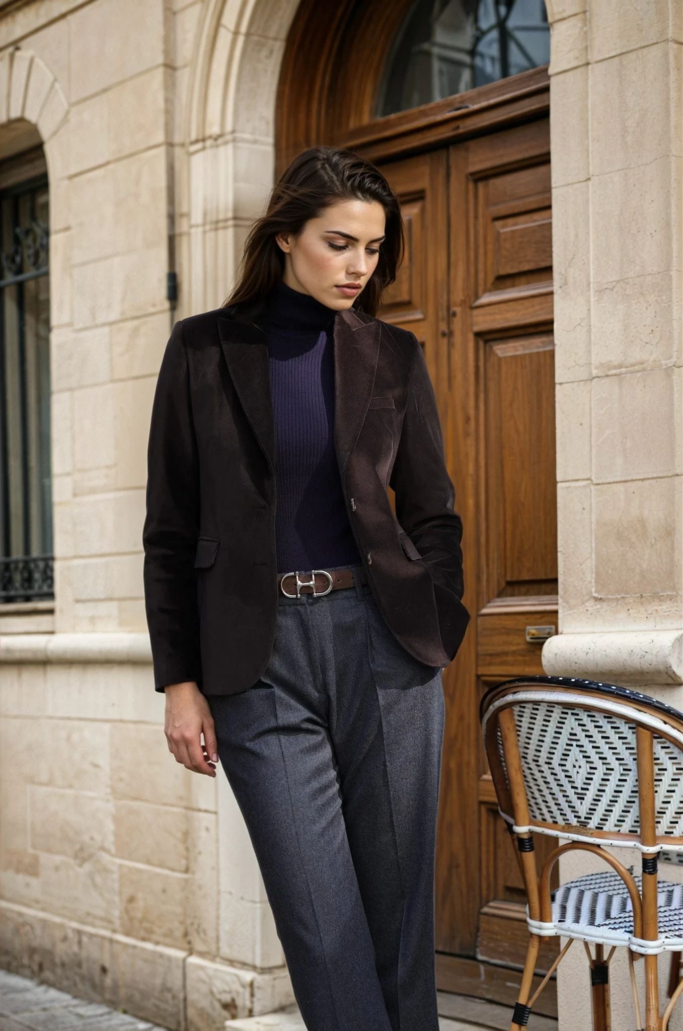 Veste Solange en velours palatine - Marron-VESTE BLAZER FEMME-Curling-Paris