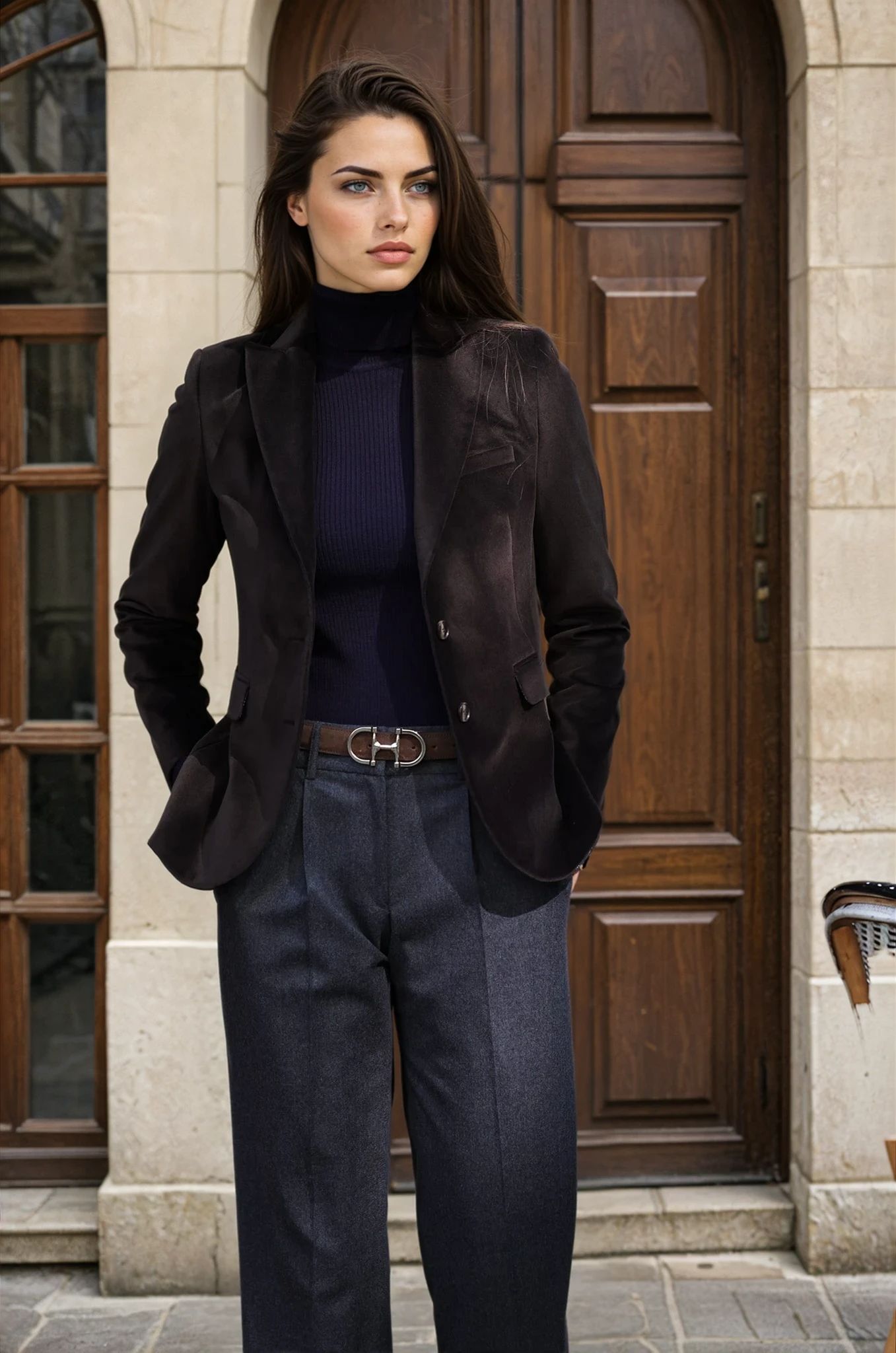 Veste Solange en velours palatine - Marron-VESTE BLAZER FEMME-Curling-Paris