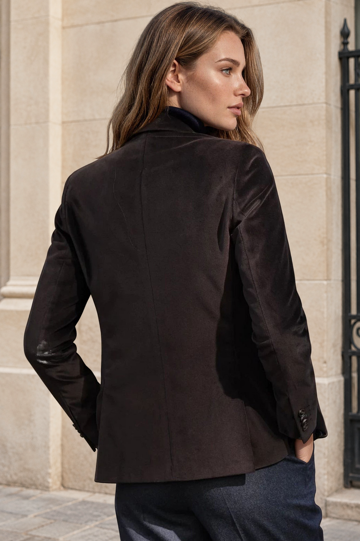 Veste Solange en velours palatine - Marron-VESTE BLAZER FEMME-Curling-Paris