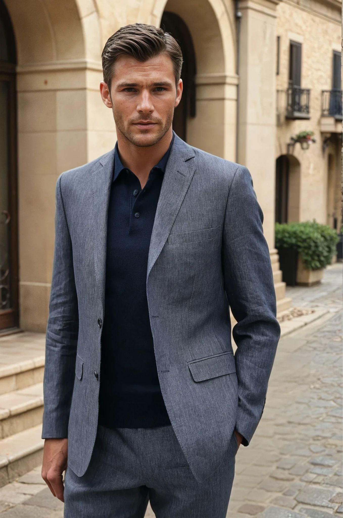 Veste Steven en lin - Anthracite-VESTE BLAZER HOMME-Curling-Paris