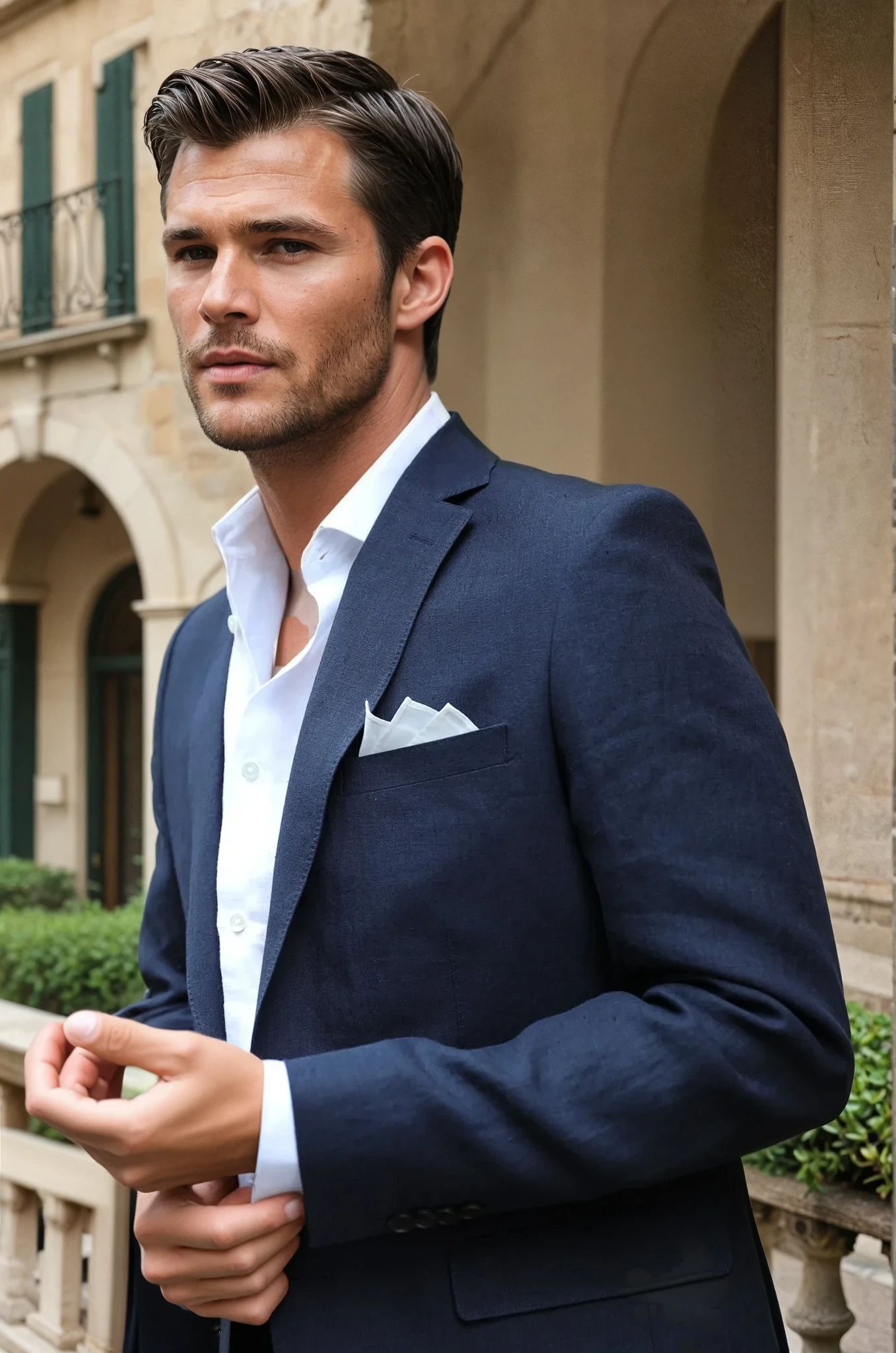 Veste Steven en lin - Marine-VESTE BLAZER HOMME-Curling-Paris