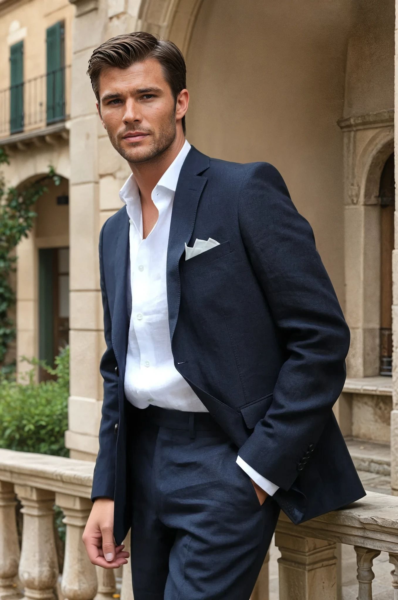 Veste Steven en lin - Marine-VESTE BLAZER HOMME-Curling-Paris