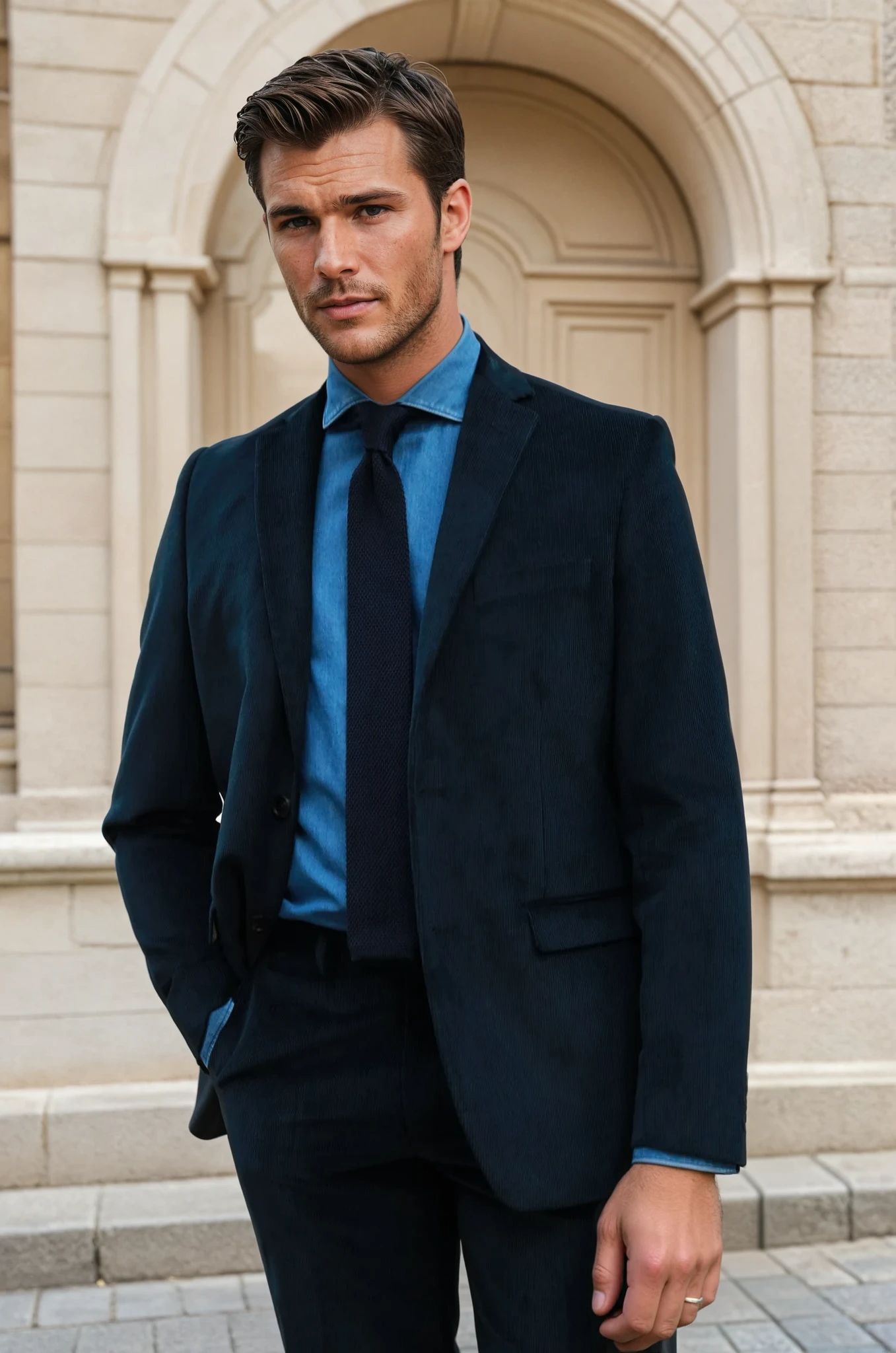 Veste Steven en velours côtelé - Marine-VESTE BLAZER HOMME-Curling-Paris