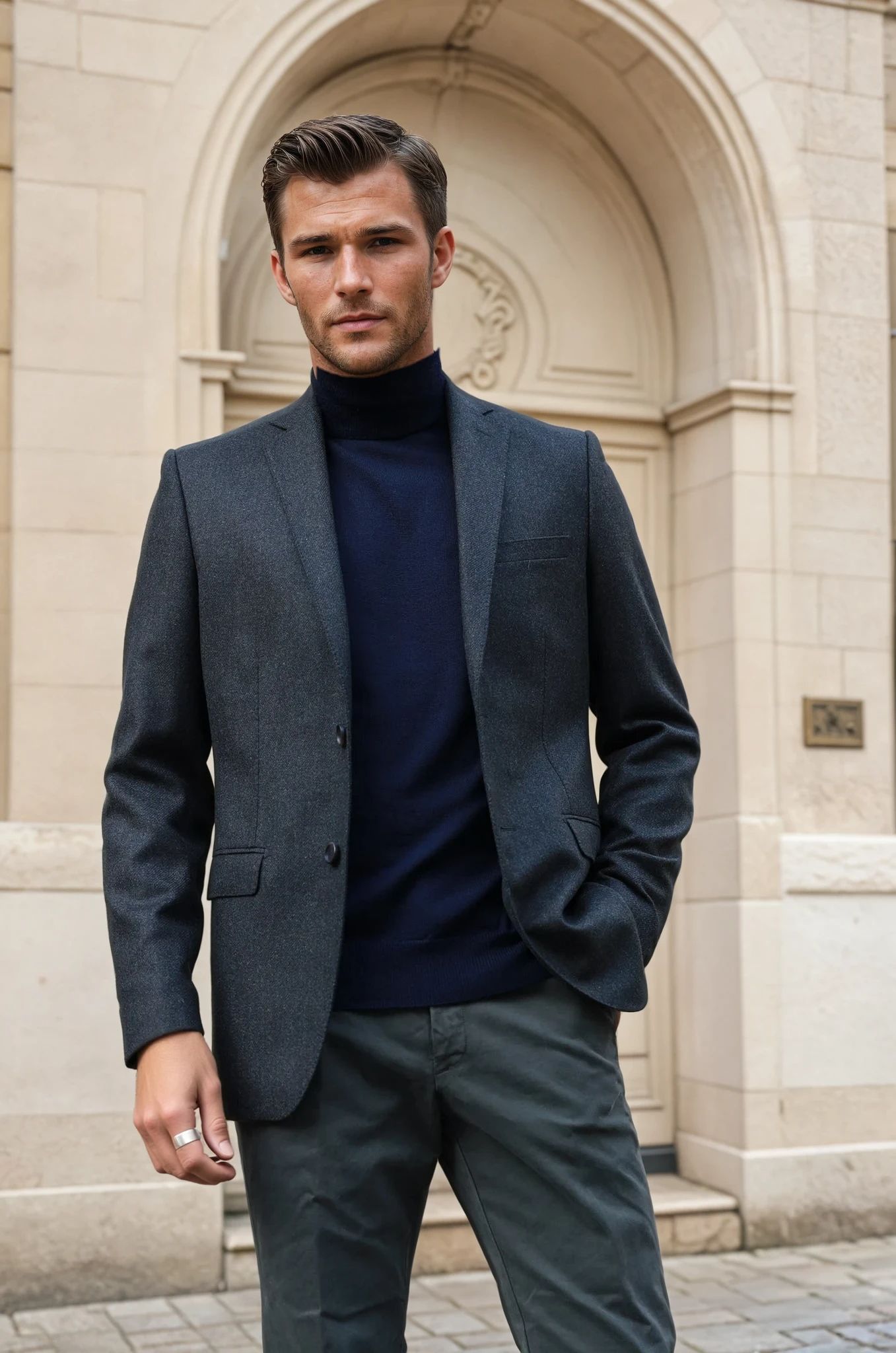 Veste Steven pure laine en tweed - Kaki-VESTE BLAZER HOMME-Curling-Paris
