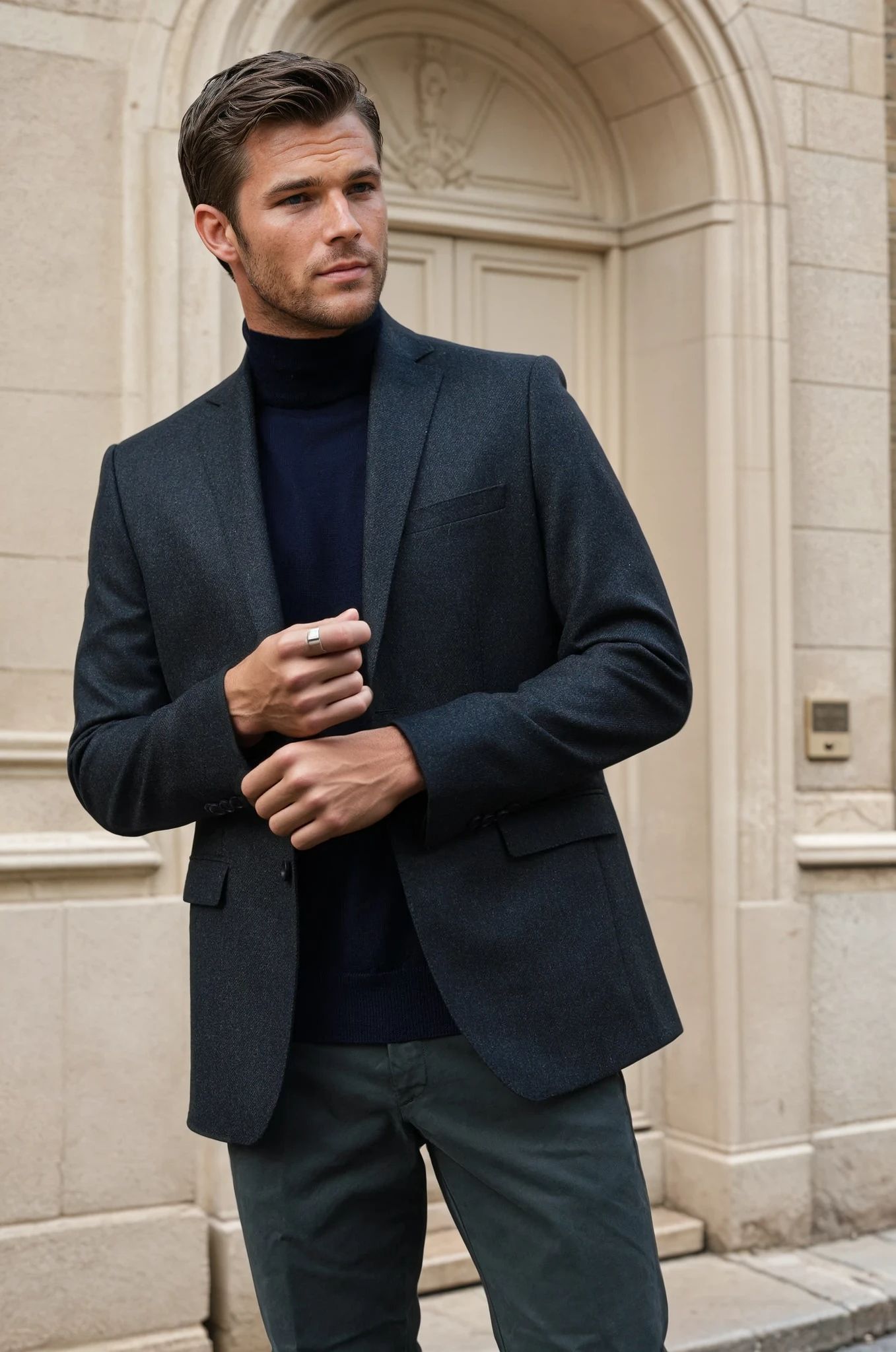Veste Steven pure laine en tweed - Kaki-VESTE BLAZER HOMME-Curling-Paris