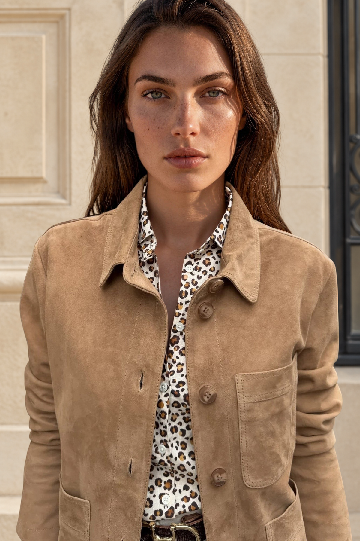 Veste Tiphaine en chèvre velours - Beige-VESTE BLAZER FEMME-Curling-Paris