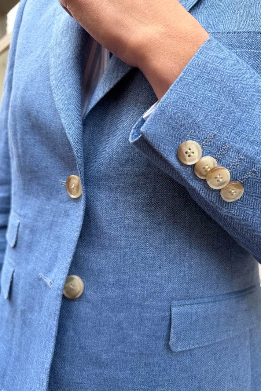 Veste Vesnove 100% lin - Chevron bleu-VESTE BLAZER FEMME-Curling-Paris
