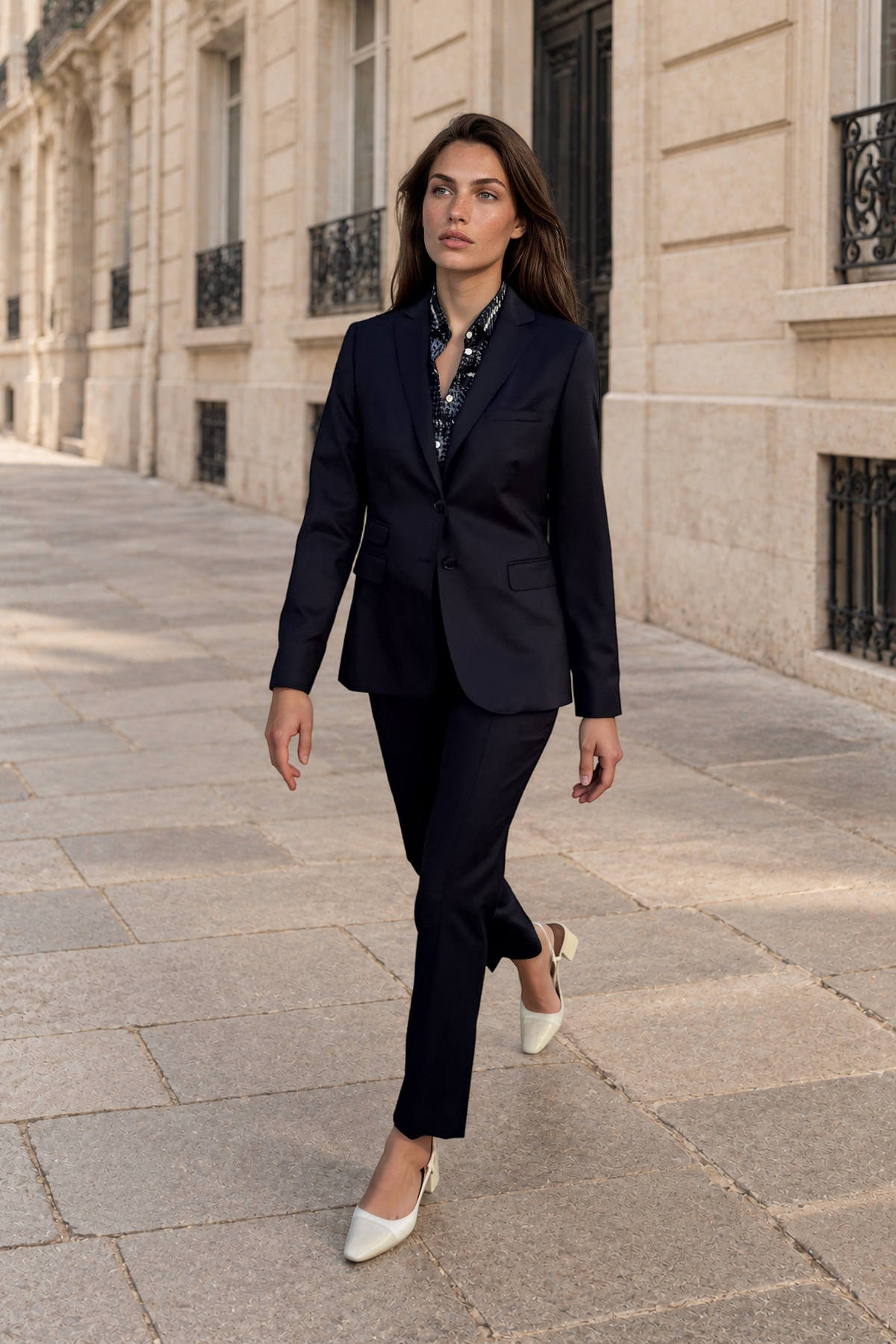 Veste Vesnove en flanelle de laine vierge - Marine-VESTE BLAZER FEMME-Curling-Paris