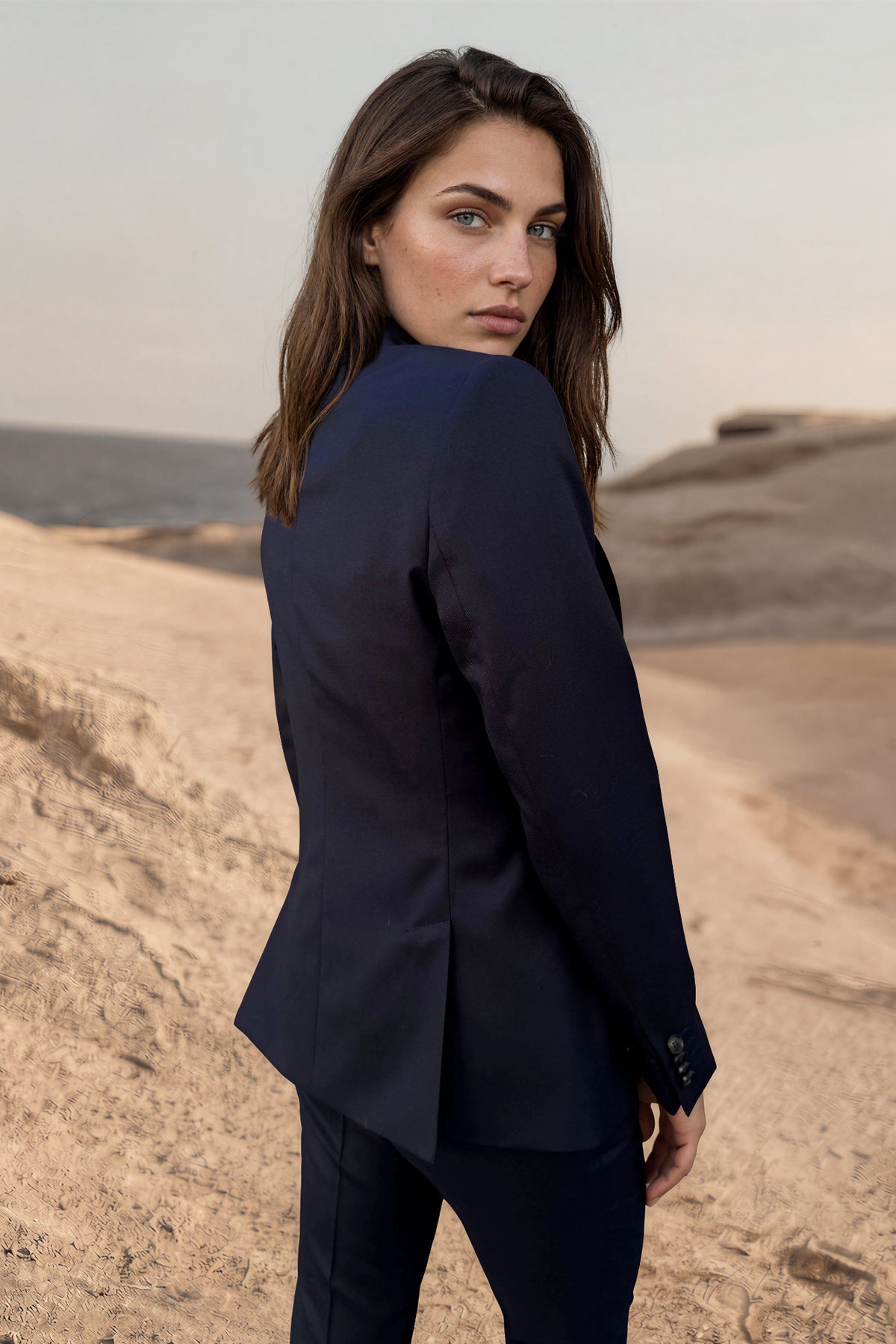 Veste Vesnove en flanelle de laine vierge - Marine-VESTE BLAZER FEMME-Curling-Paris
