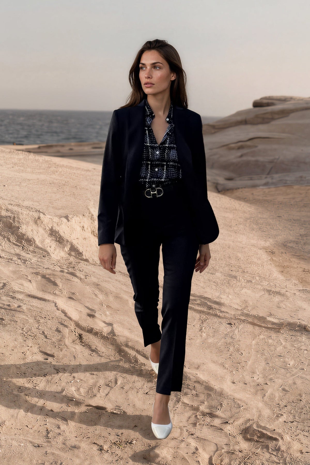 Veste Vesnove en flanelle de laine vierge - Marine-VESTE BLAZER FEMME-Curling-Paris