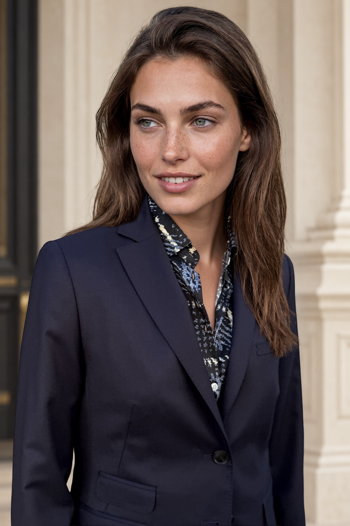 Veste Vesnove en flanelle de laine vierge - Marine-VESTE BLAZER FEMME-Curling-Paris