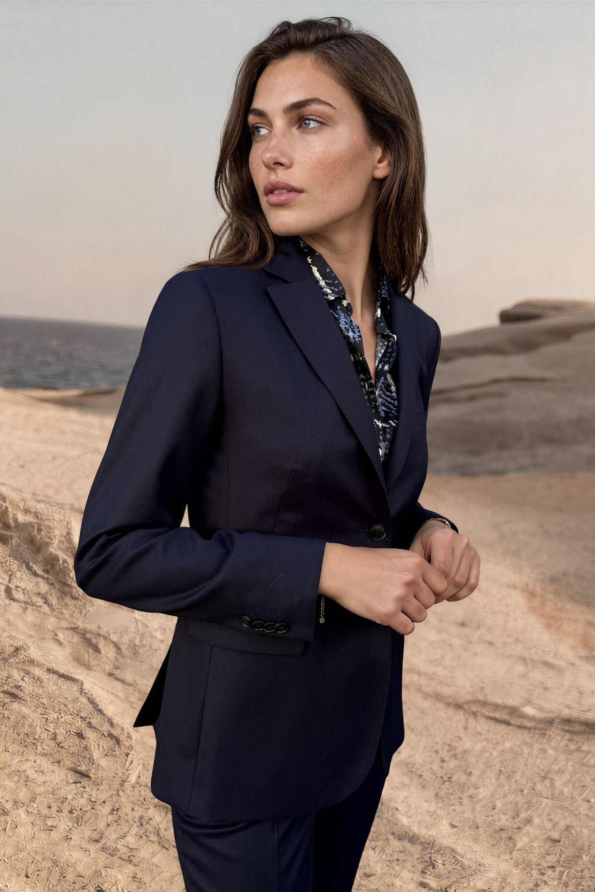 Veste Vesnove en flanelle de laine vierge - Marine-VESTE BLAZER FEMME-Curling-Paris