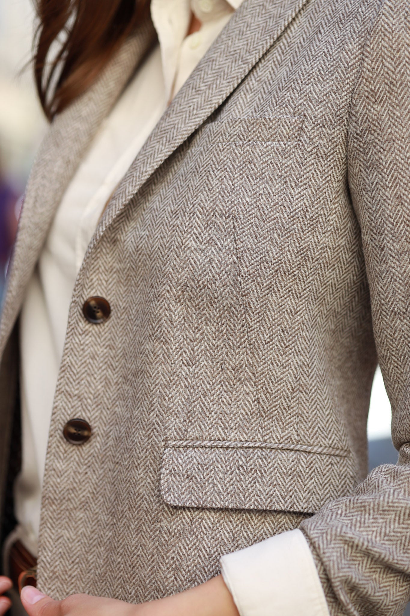 Veste Vesnove en laine - Chevron Beige-VESTE BLAZER FEMME-Curling-Paris