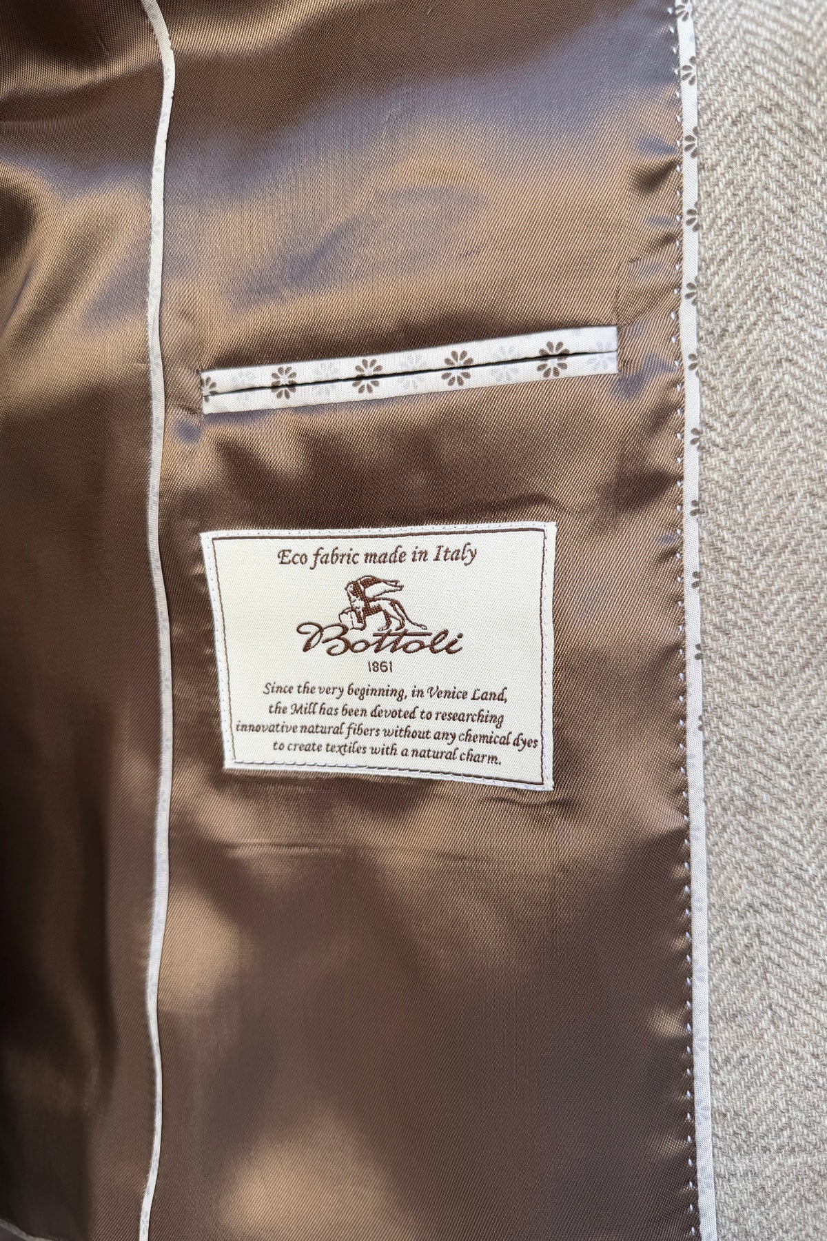 Veste Vesnove en laine et cachemire chevron - Beige-VESTE BLAZER FEMME-Curling-Paris