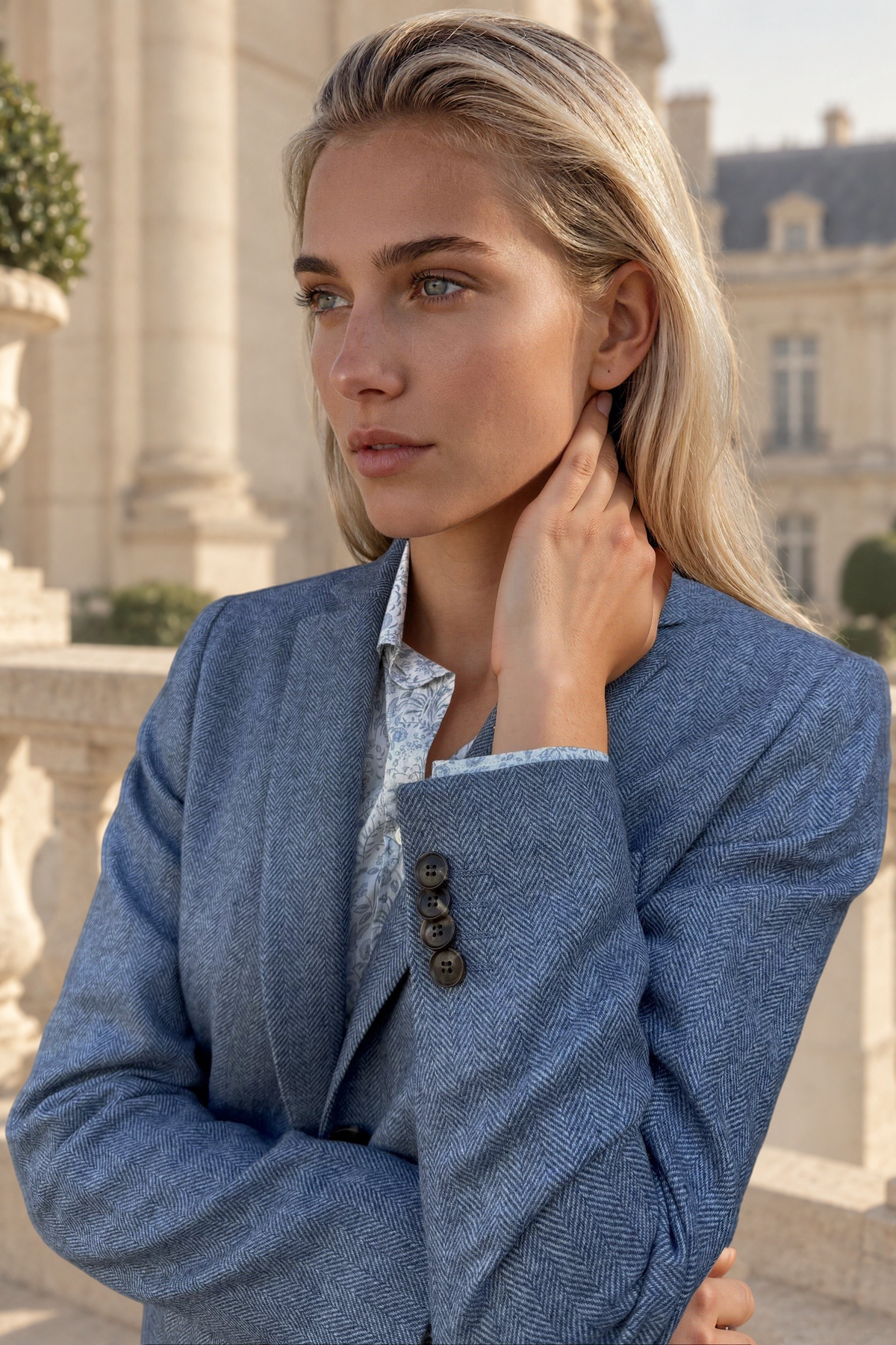 Veste Vesnove en laine vierge chevron - Jeans-VESTE BLAZER FEMME-Curling-Paris