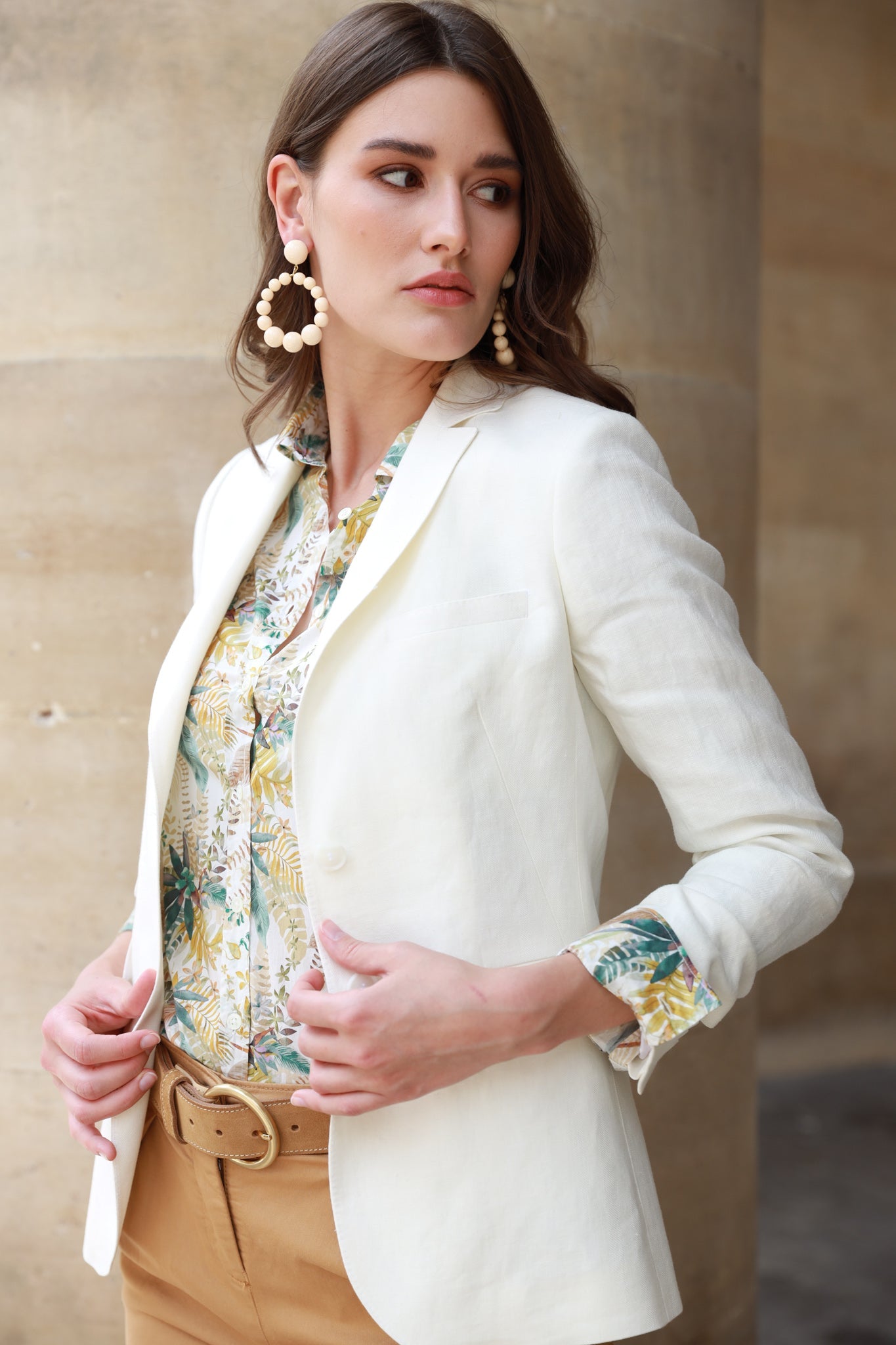 Veste Vesnove en lin - Chevron Blanc-VESTE BLAZER FEMME-Curling-Paris