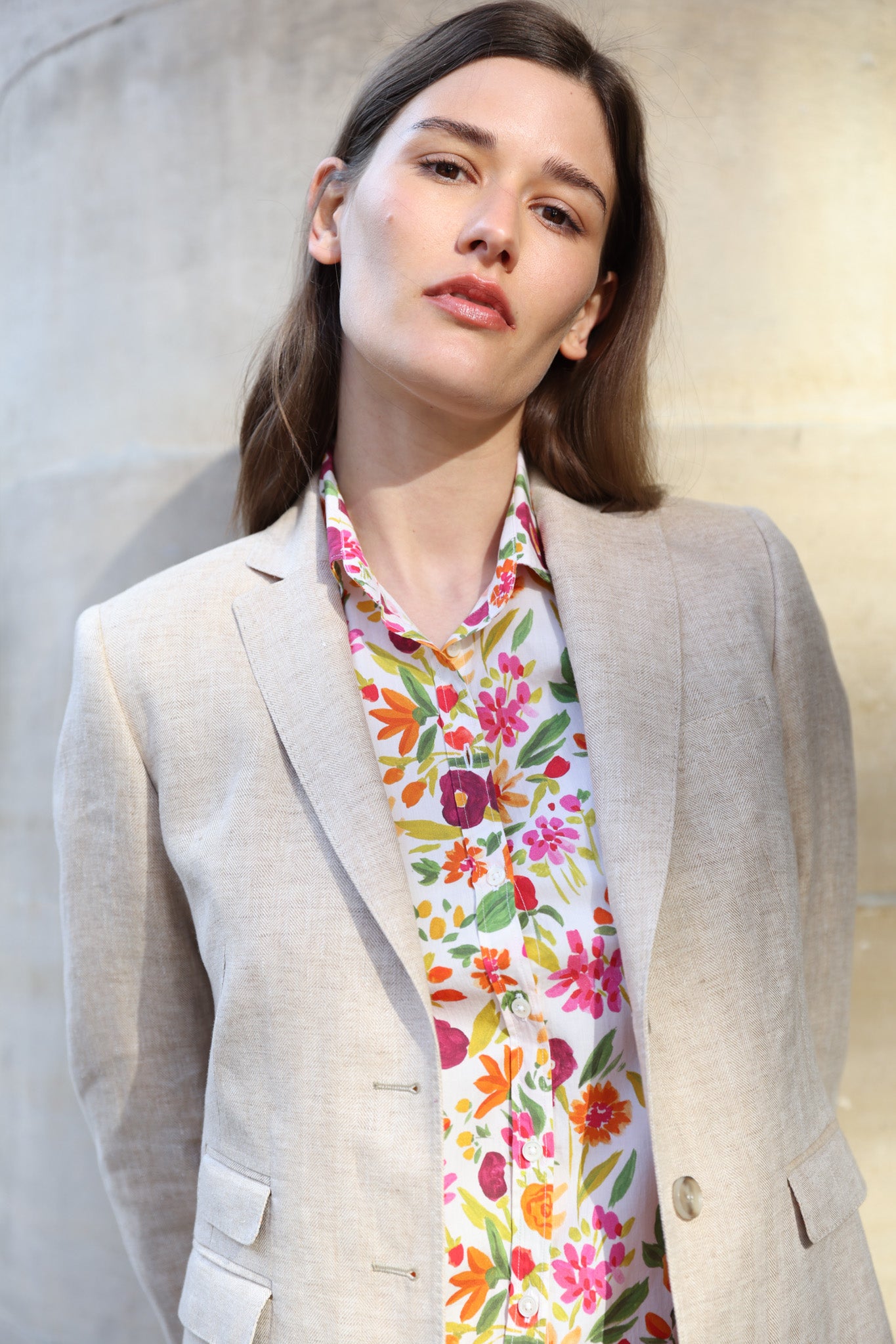 Veste Vesnove en lin - Chevron beige-VESTE BLAZER FEMME-Curling-Paris