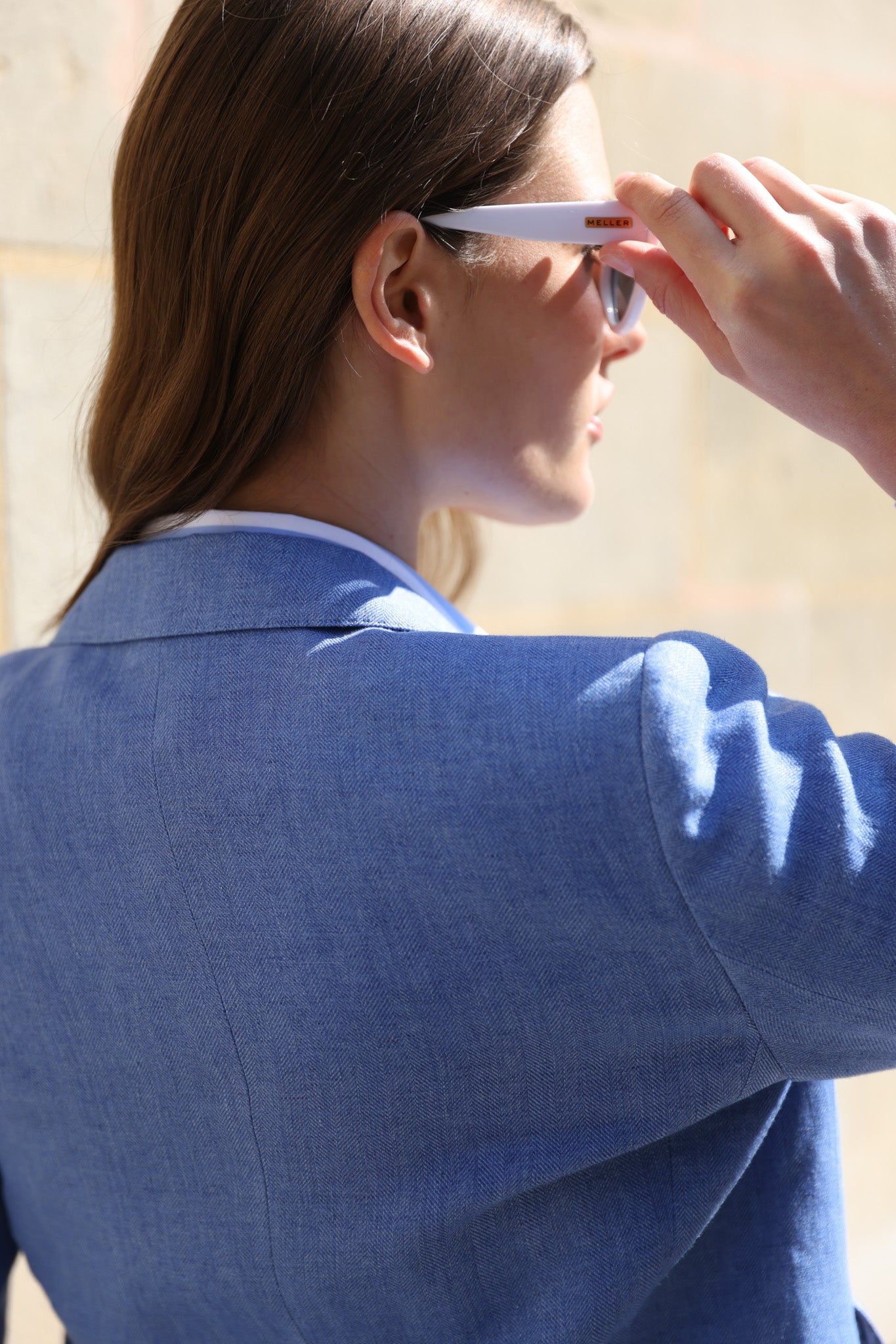 Veste Vesnove en lin - Chevron bleu azur-VESTE BLAZER FEMME-Curling-Paris