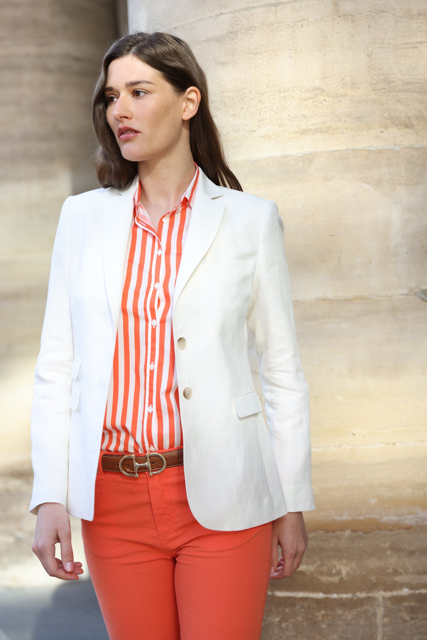 Veste Vesnove en lin Di Sondrio - Blanc-VESTE BLAZER FEMME-Curling-Paris