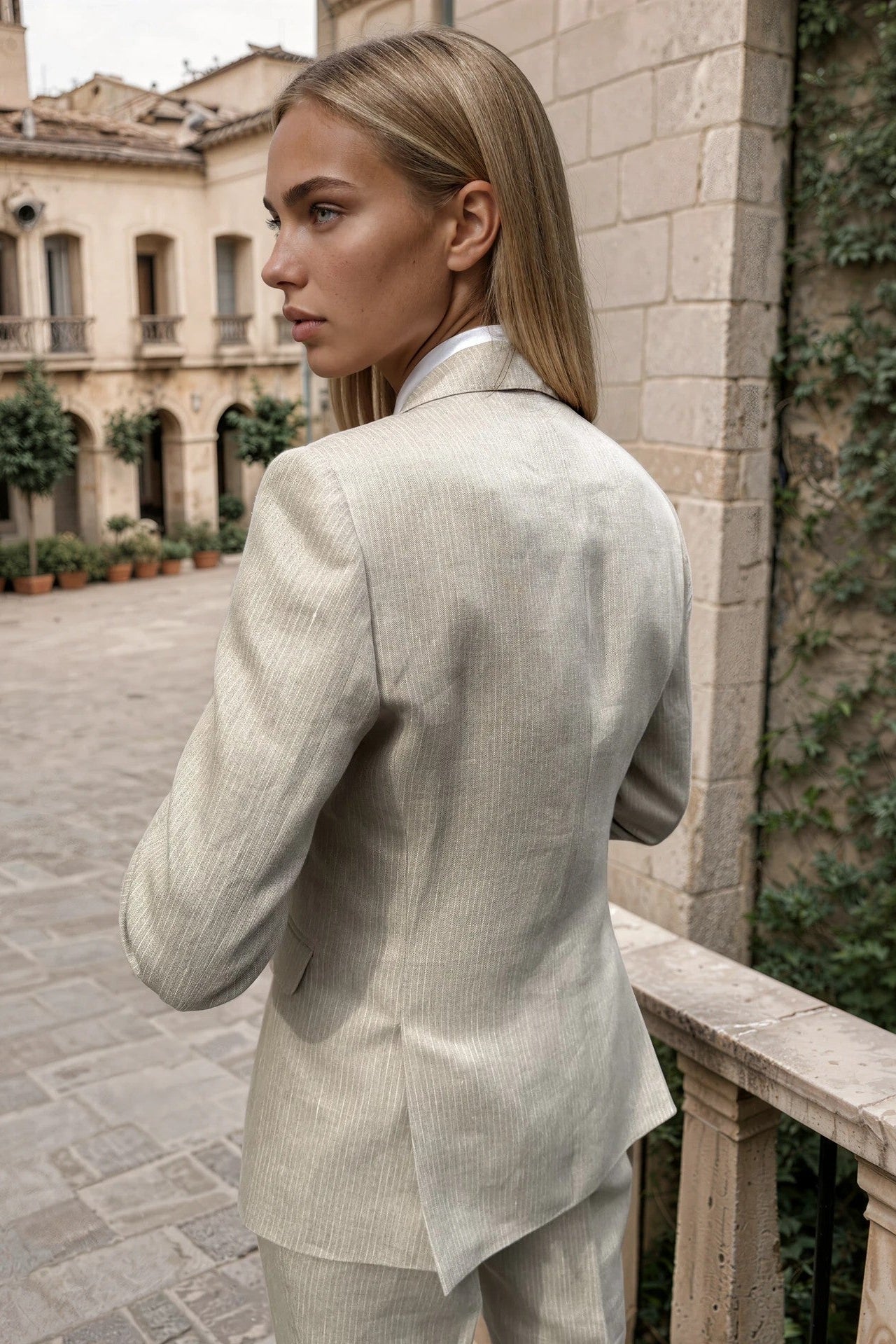 Veste Vesnove en lin - Rayure beige-VESTE BLAZER FEMME-Curling-Paris