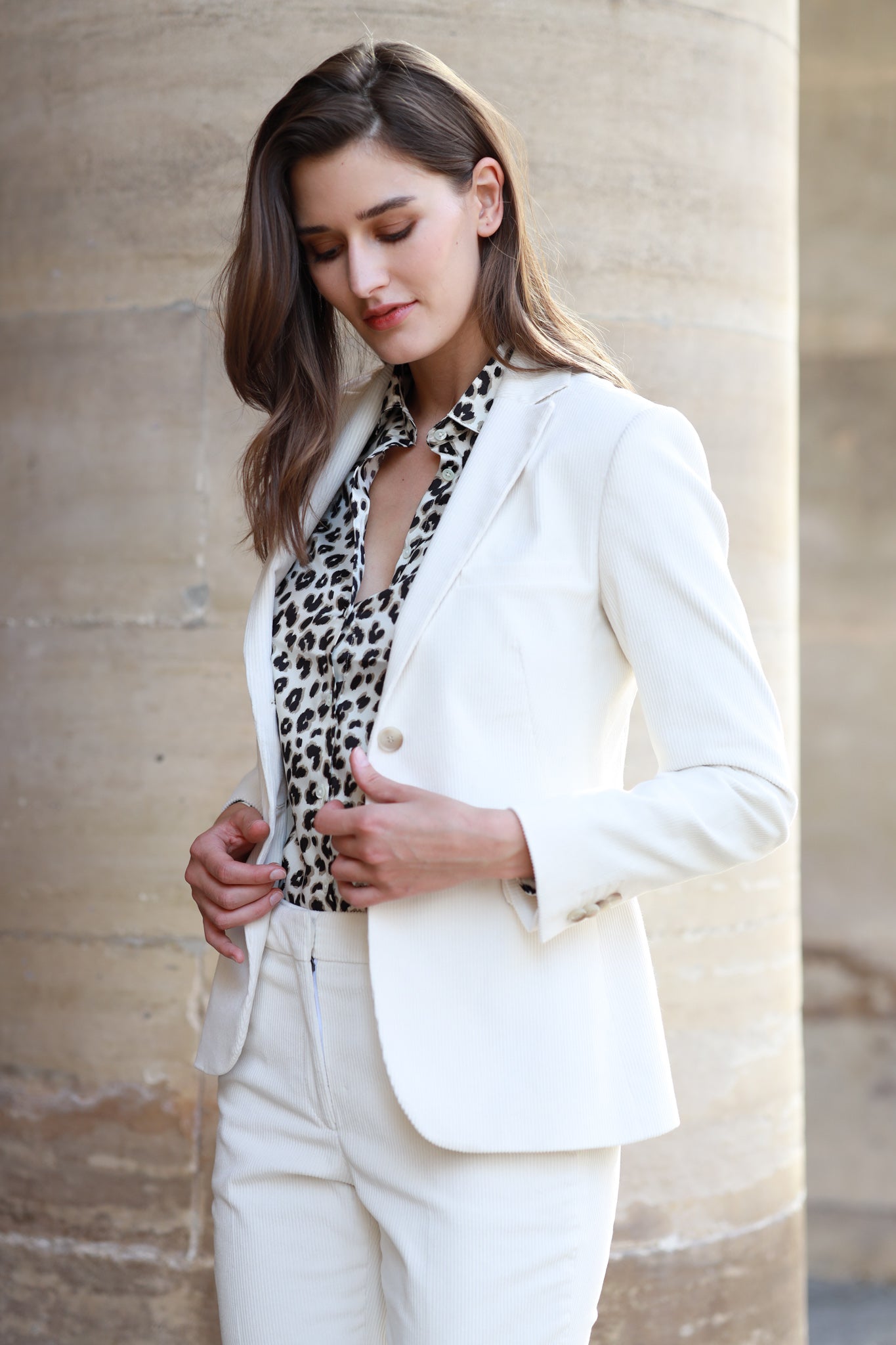 Veste Vesnove en velours côtelé - Ecru-VESTE BLAZER FEMME-Curling-Paris