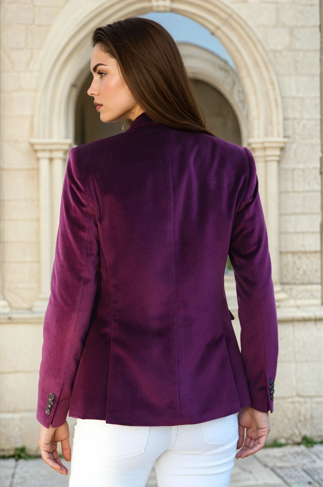 Veste Vesnove en velours palatine - Aubergine-VESTE BLAZER FEMME-Curling-Paris