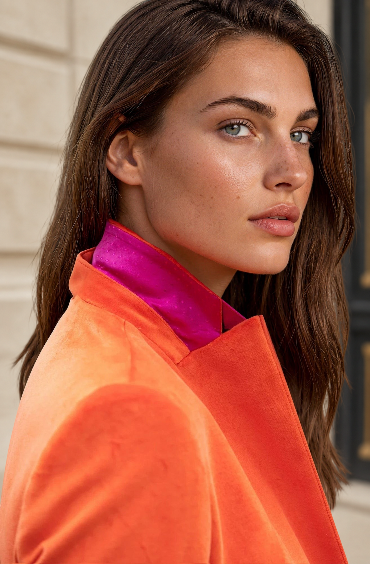 Veste Vesnove en velours palatine - Orange-VESTE BLAZER FEMME-Curling-Paris