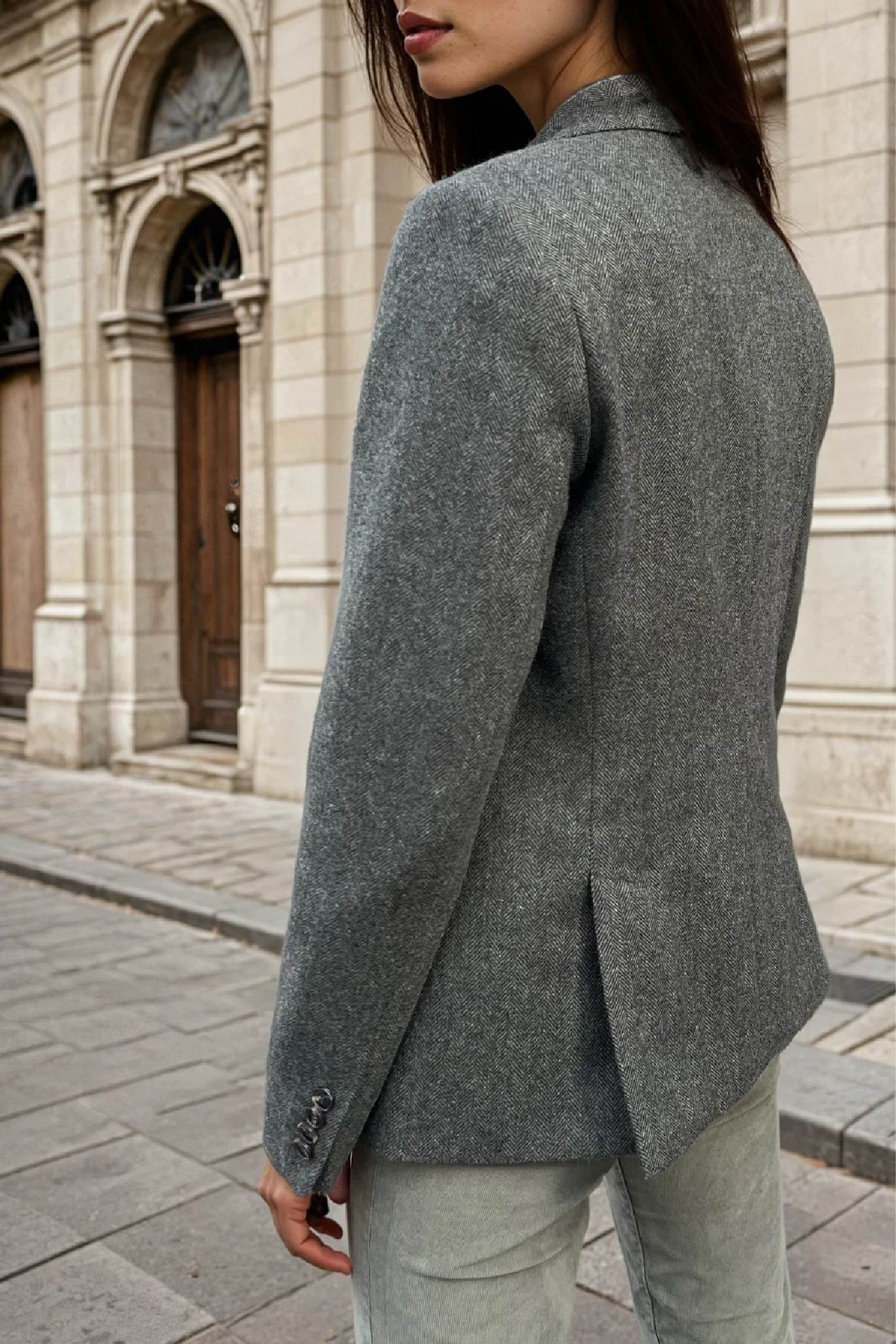 Veste Vesnove pure laine - Chevron kaki-VESTE BLAZER FEMME-Curling-Paris