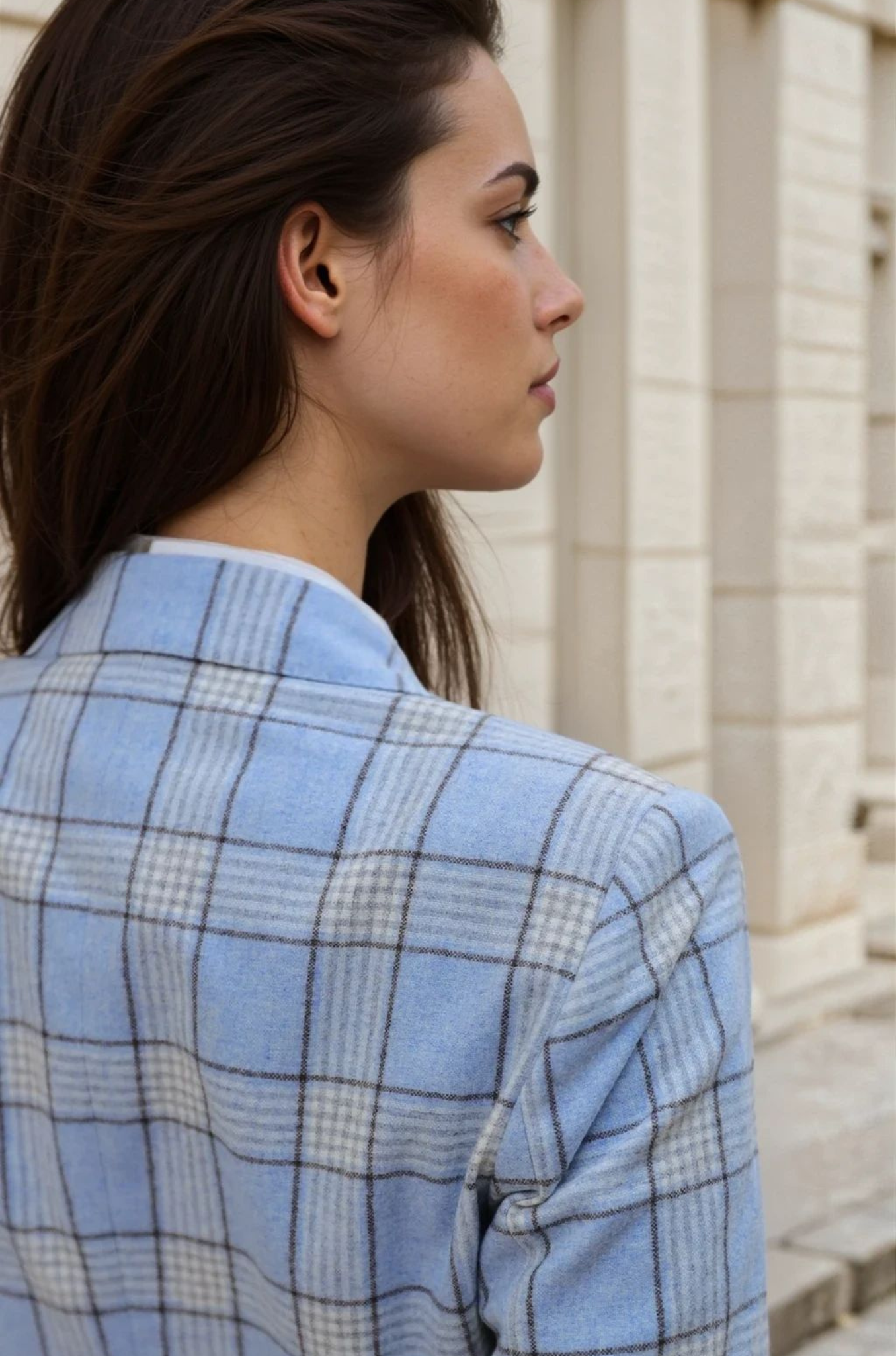 Veste Vesnove pure laine - Ciel à carreaux taupe-VESTE BLAZER FEMME-Curling-Paris