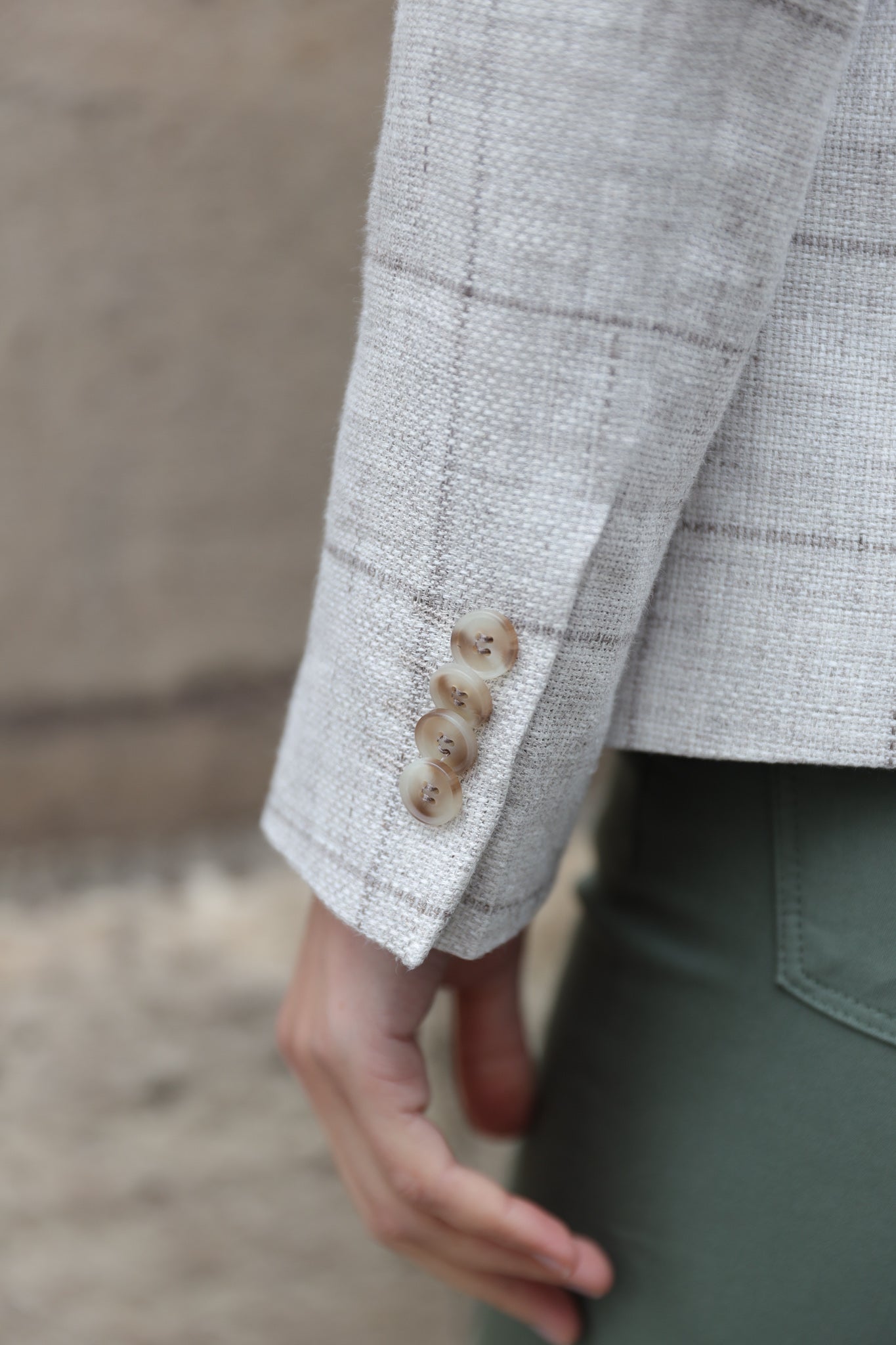 Veste Victoire à carreaux en lin - Beige-VESTE BLAZER FEMME-Curling-Paris