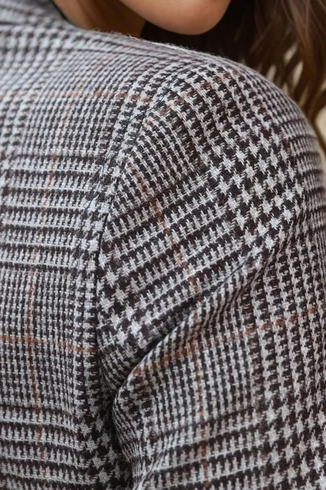 Veste Victoire en laine mérinos - Carreaux Marron-VESTE BLAZER FEMME-Curling-Paris