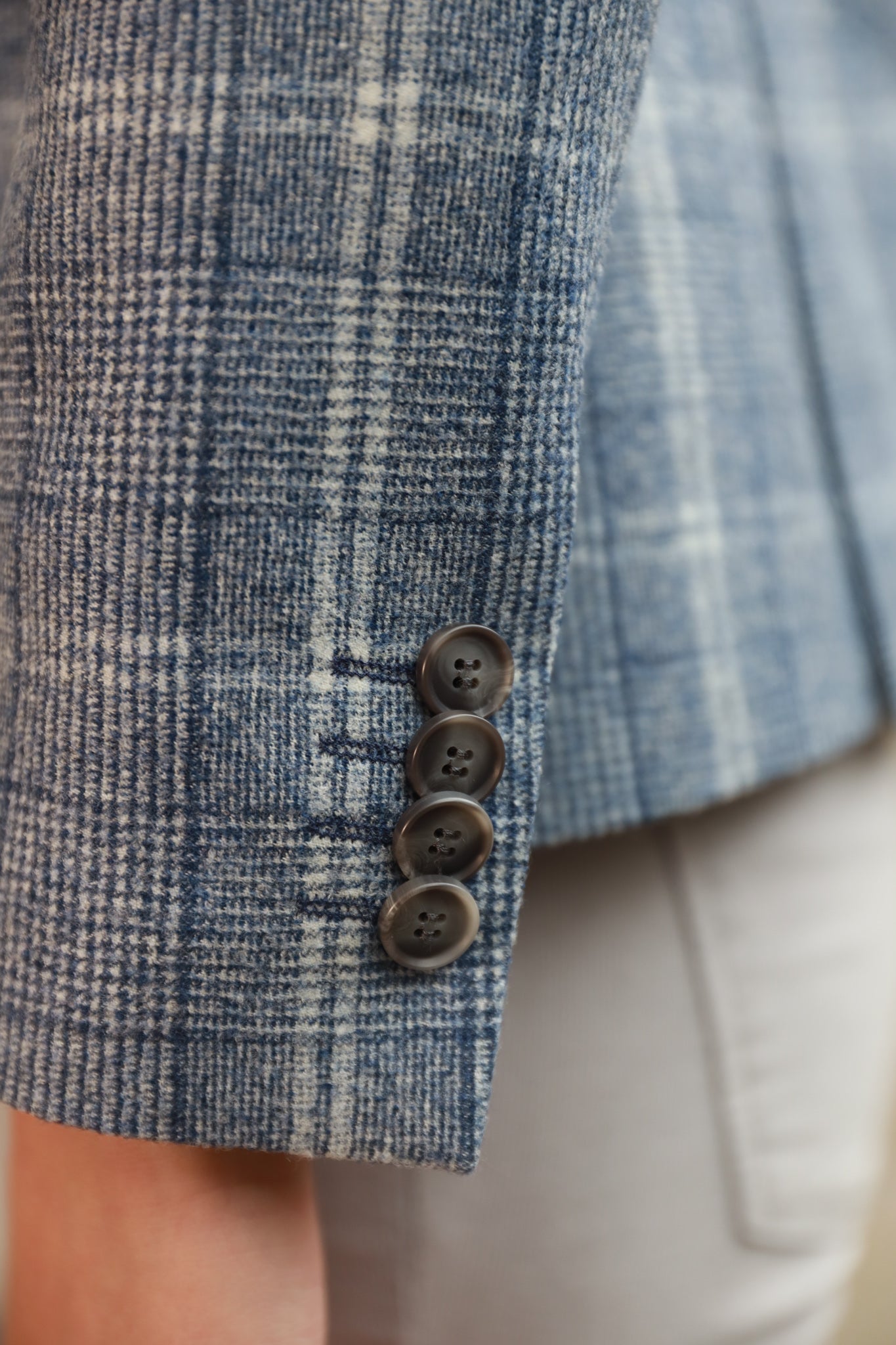 Veste Victoire en laine vierge - Carreau Bleu-VESTE BLAZER FEMME-Curling-Paris