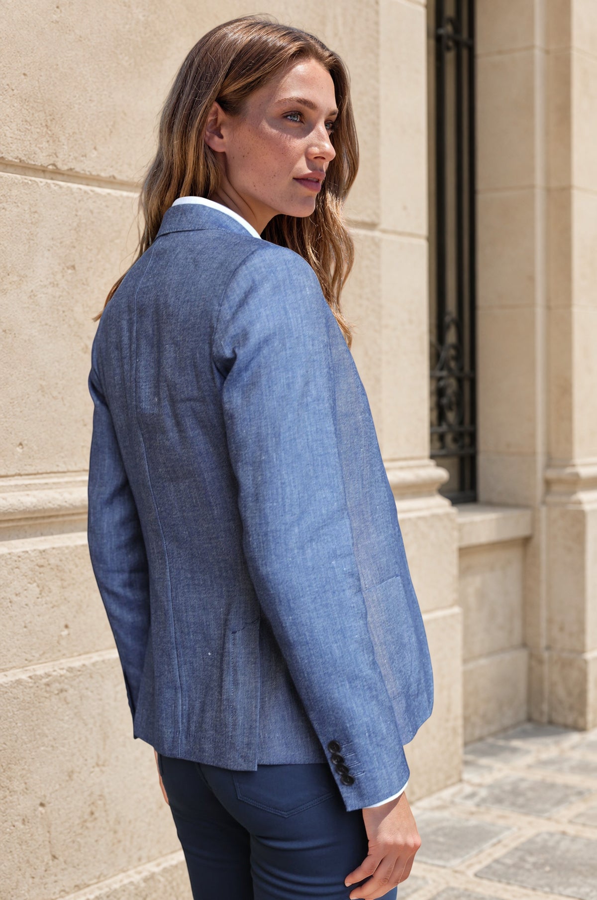 Veste Victoire en lin et coton - Jeans-VESTE BLAZER FEMME-Curling-Paris