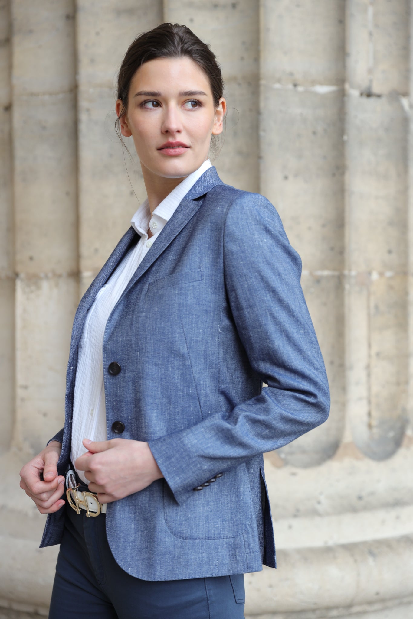 Veste Victoire en lin et coton - Jeans-VESTE BLAZER FEMME-Curling-Paris